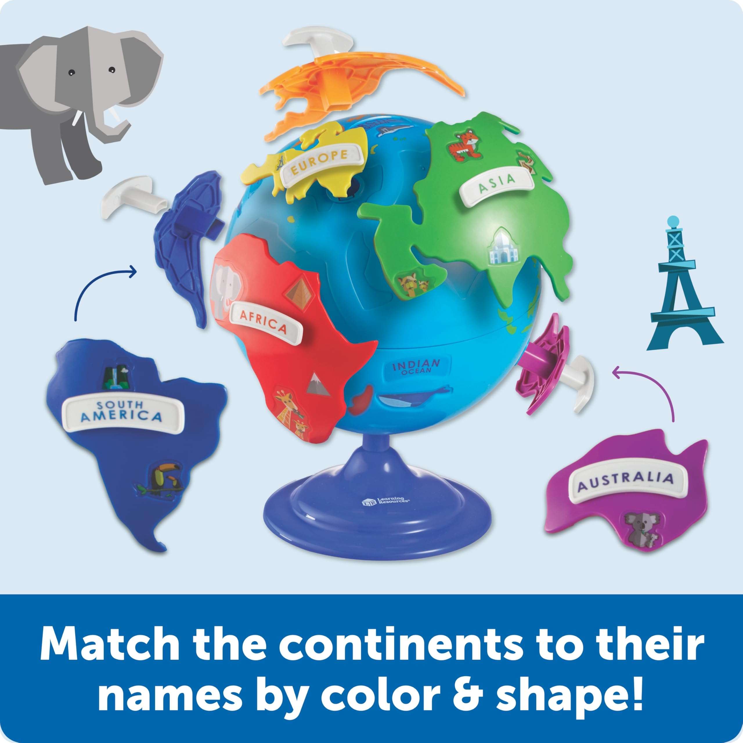 Learning Resources Puzzle Globe - Earth Montessori Toys, Preschool Classroom Must Haves, STEM World Puzzles , Educational Geography Games, Fine Motor Skills, Gifts for Boys and Girls 6