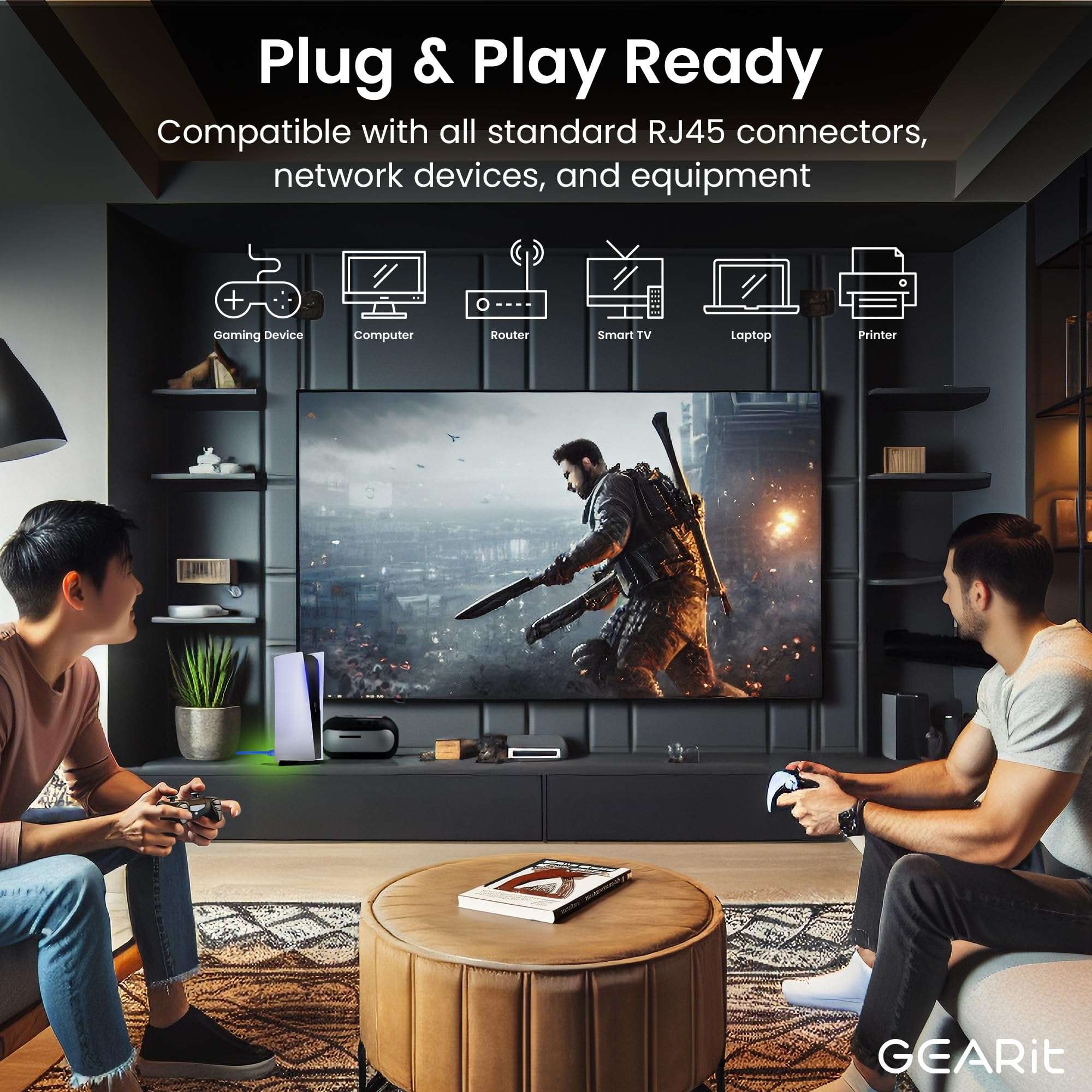 GEARit Cat 6 Ethernet Cable Pack - 10-Pack 6 ft Cat6 Ethernet Patch Cables | RJ45 Network Patch Cable, 10 Gbps Snagless Gold-Plated Connectors - Ethernet Cable Cat 6 for PC, TV, Router - Blue 5