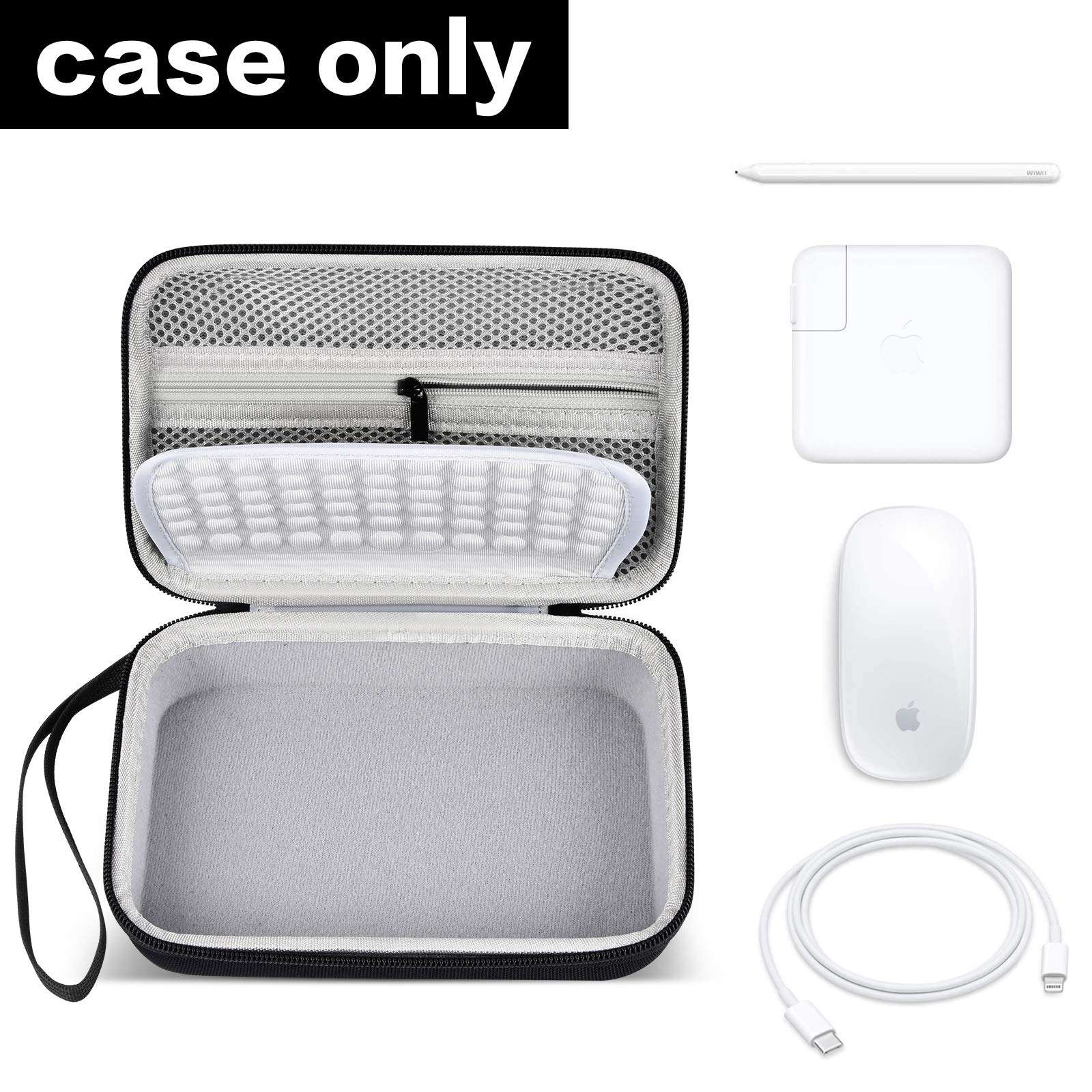 Hard Carrying Case for Apple Pencil, Magic Mouse 2 and 1, Magsafe Power Adapter, BeatsX Earphone, Magsafe Power Adapter, BeatsX,Beats Monster by Dre,Magnetic Charging Cable - Black (Bag Only) 2