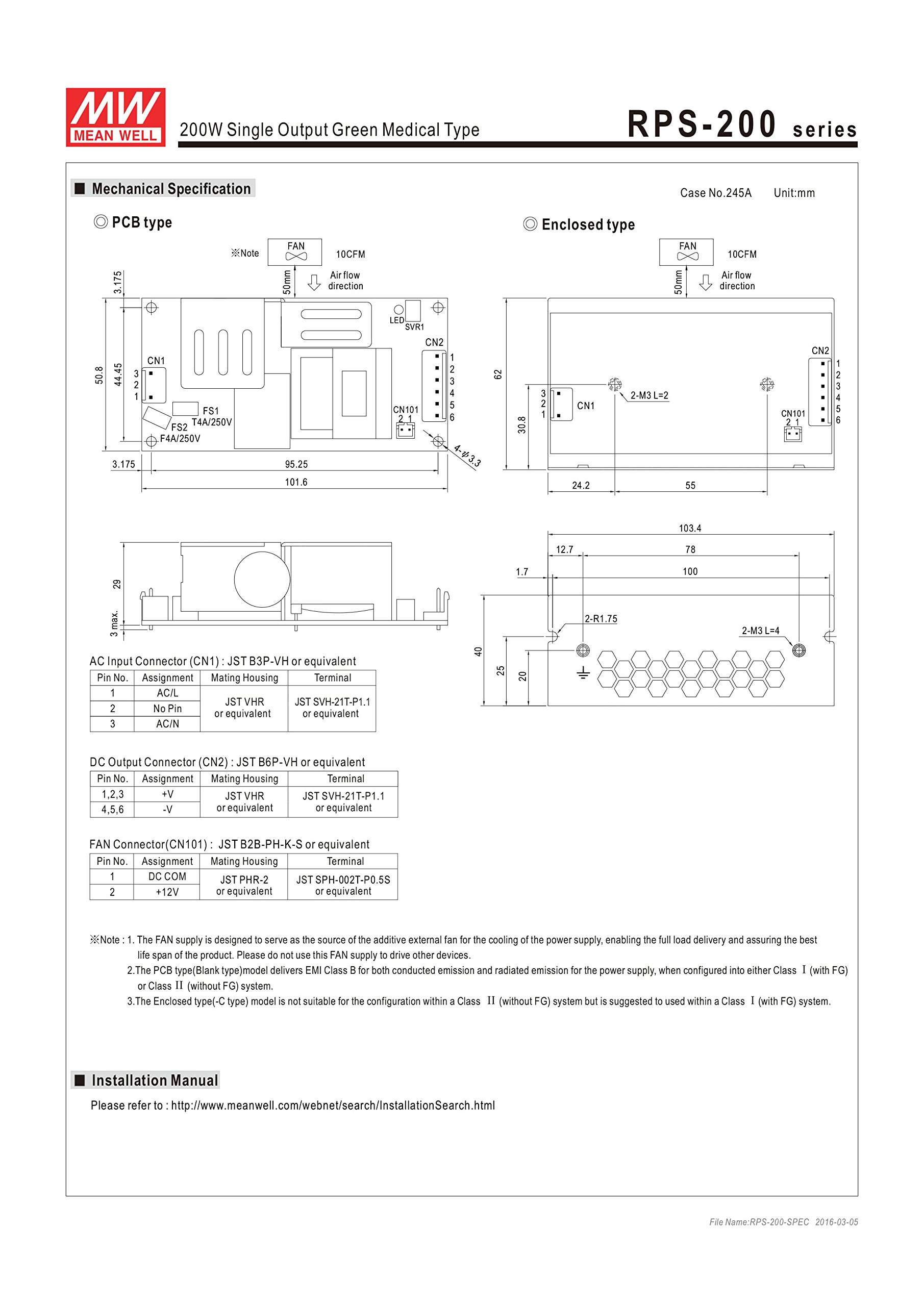 MW Mean Well RPS-200-27 27V 7.5A 200W Single Output Green Medical Type Power Supply 5