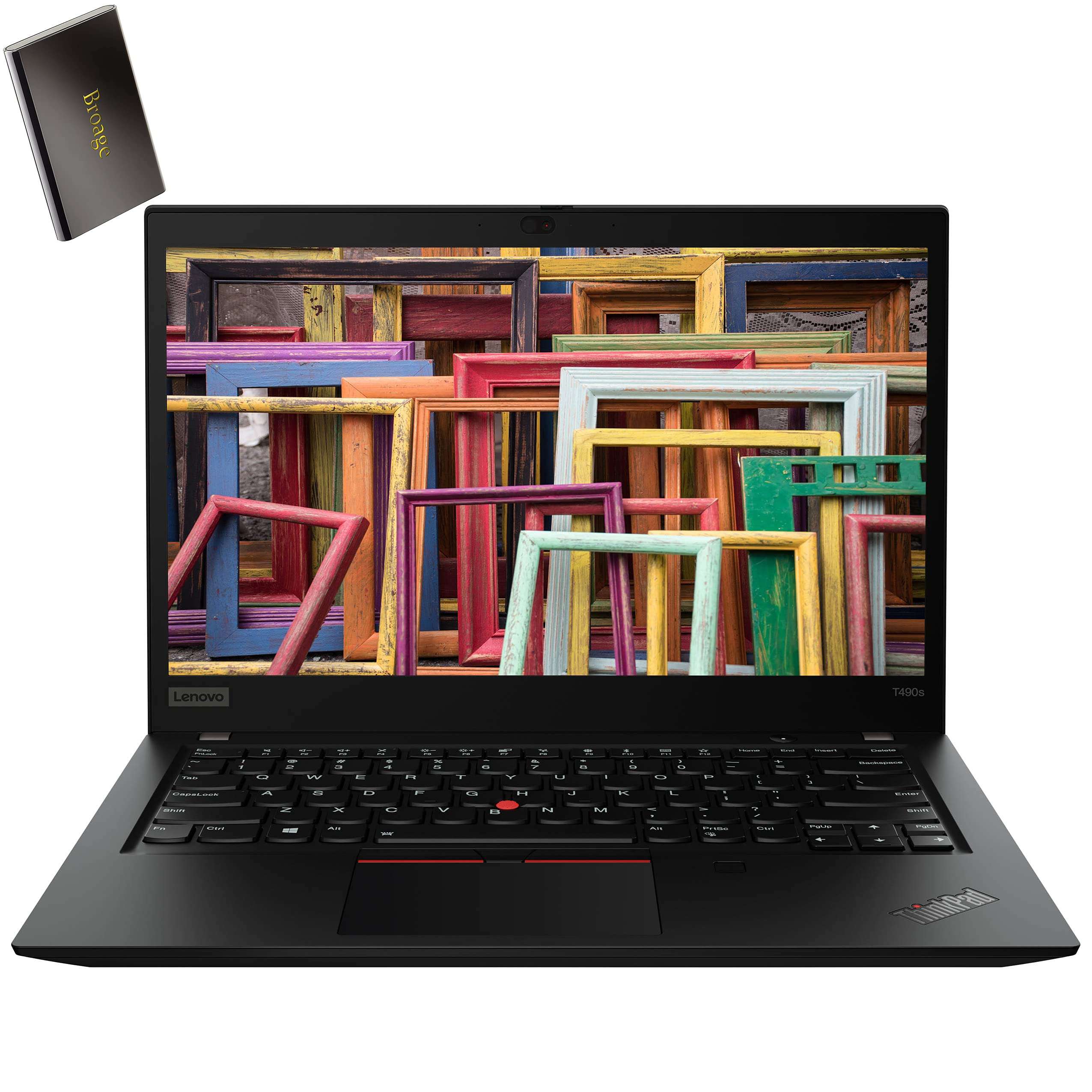 Lenovo ThinkPad T490s 14" FHD Business Laptop Computer, Intel Quad-Core i7-8565U up to 4.6GHz, 8GB DDR4 RAM, 1TB PCIe SSD, WiFi, BT 5.1, Fingerprint Reader, Windows 10 Pro, BROAGE 320GB External HD 1