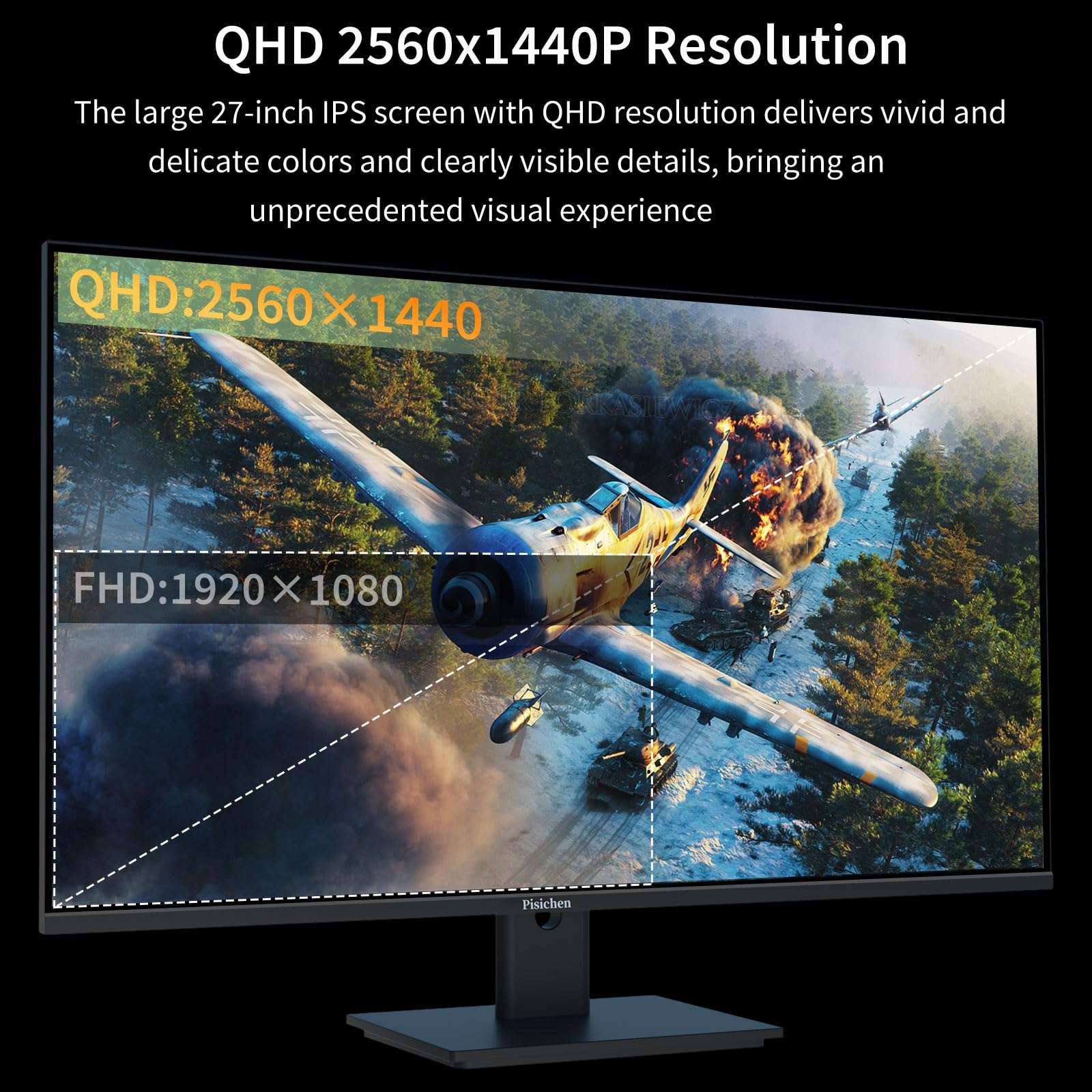 Pisichen Computer Monitor, 22 Inch PC Monitor HD 1920x1080, Monitor with HDMI & VGA Interface, 5ms, 75Hz, Brightness 250 cd/m², Computer Screen for Laptop/PS3/PS4, Built-in Speakers 4