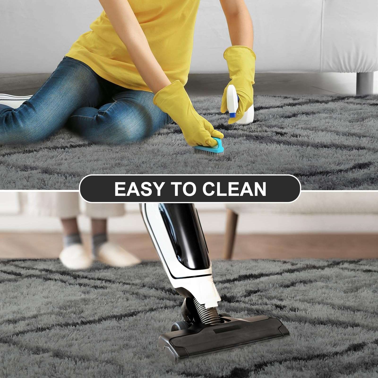 junovo Ultra Soft Area Rugs for Bedroom, 4x6ft Shaggy Rugs for Living Room, Fluffy Modern Rugs for Dorm, Memory Foam Indoor Carpet for Bedside Kids Teens Room Nursery Home Decor, Pink 5