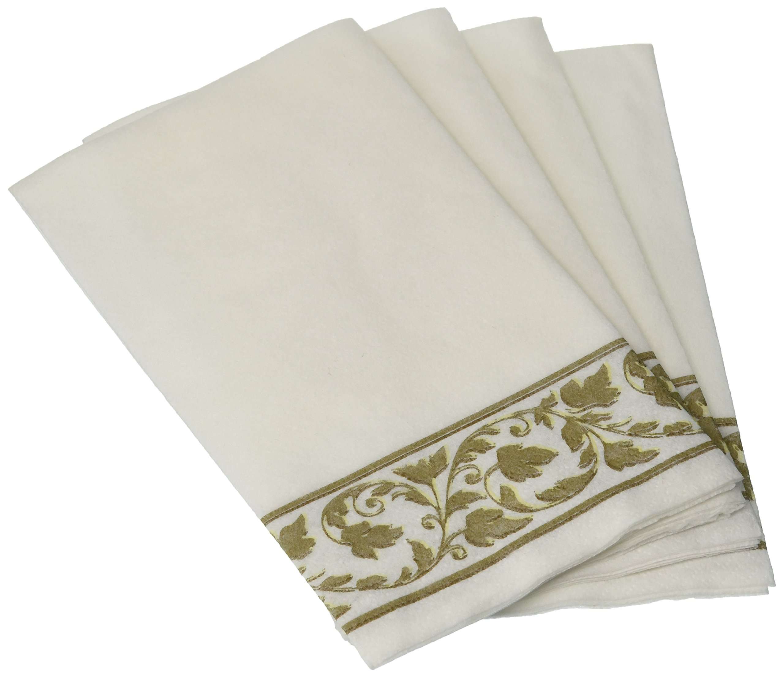 Premium White with Gold Leaf Accent Guest Towels, 8" x 4" (24-Pack) - Ultra-Soft & Elegant Napkins, Perfect for Special Occasions and Gatherings 1