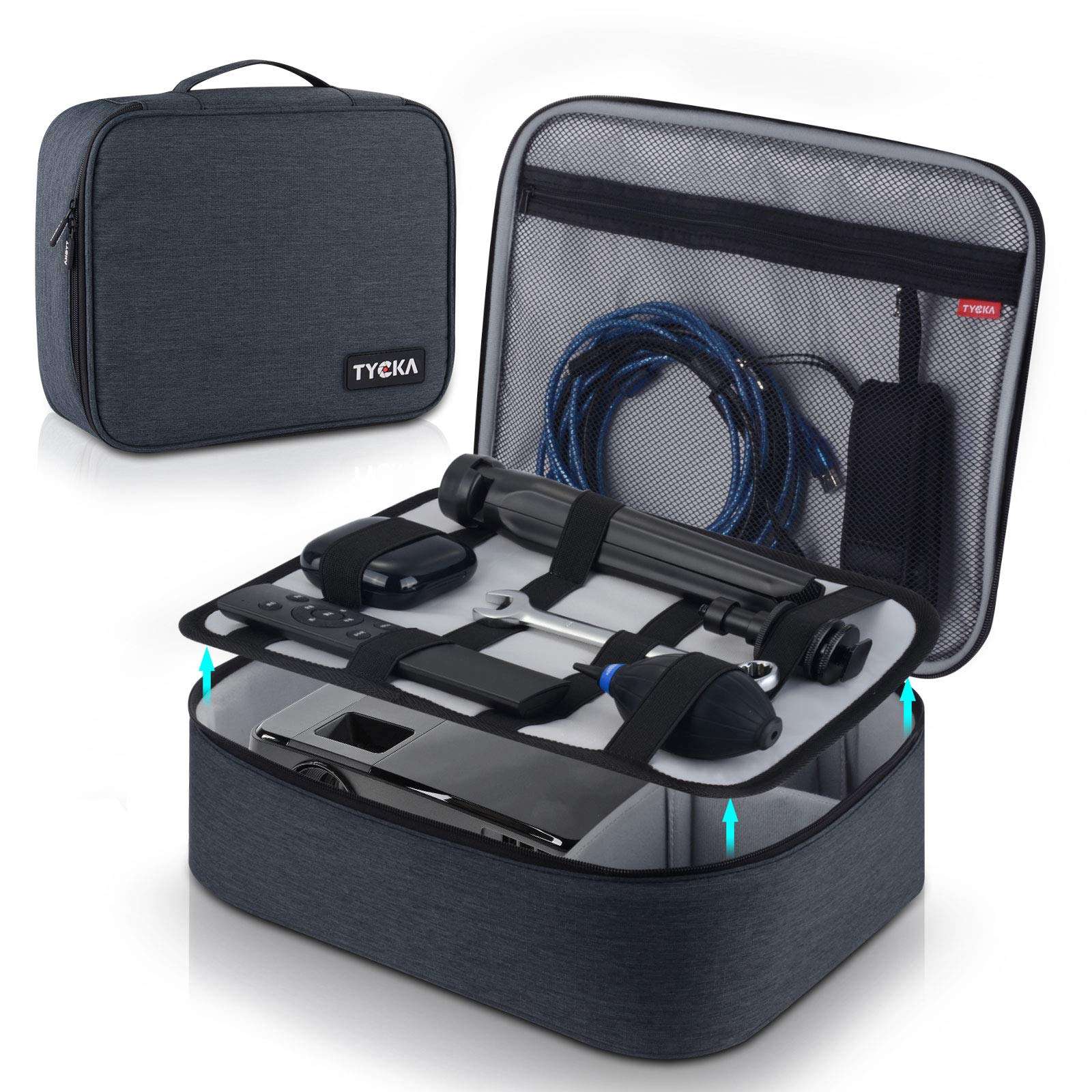 Video Projector Case TYCKA Protective Projector Organizer Bag Shockproof Projector Carrying Case with DIY Dividers 2 Pack Accessories Storage Pockets for Projector Device (12,2 x 9,5 x 3,5 inch) 1