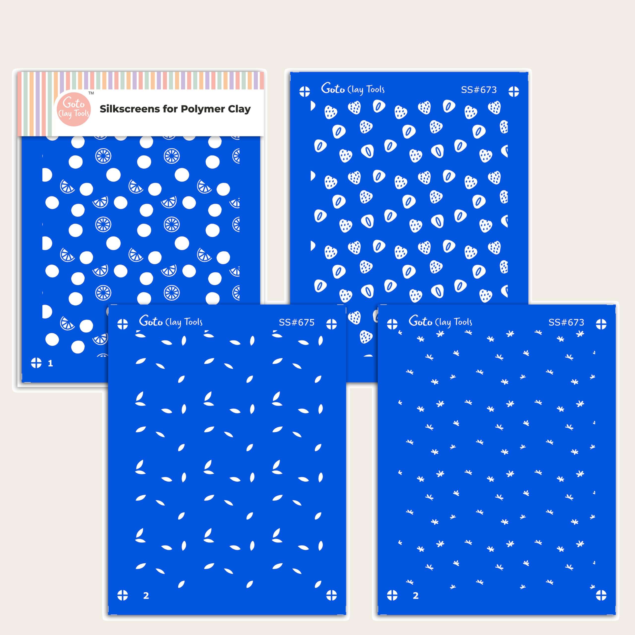 GOTO Clay Tools Multi Pattern Silk Screen Stencils for Polymer Clay, 3 PCS Polka dots Pattern Silkscreen for Polymer Clay Earring Making, Reusable Silk Screen Stencils SSCMB-4 4
