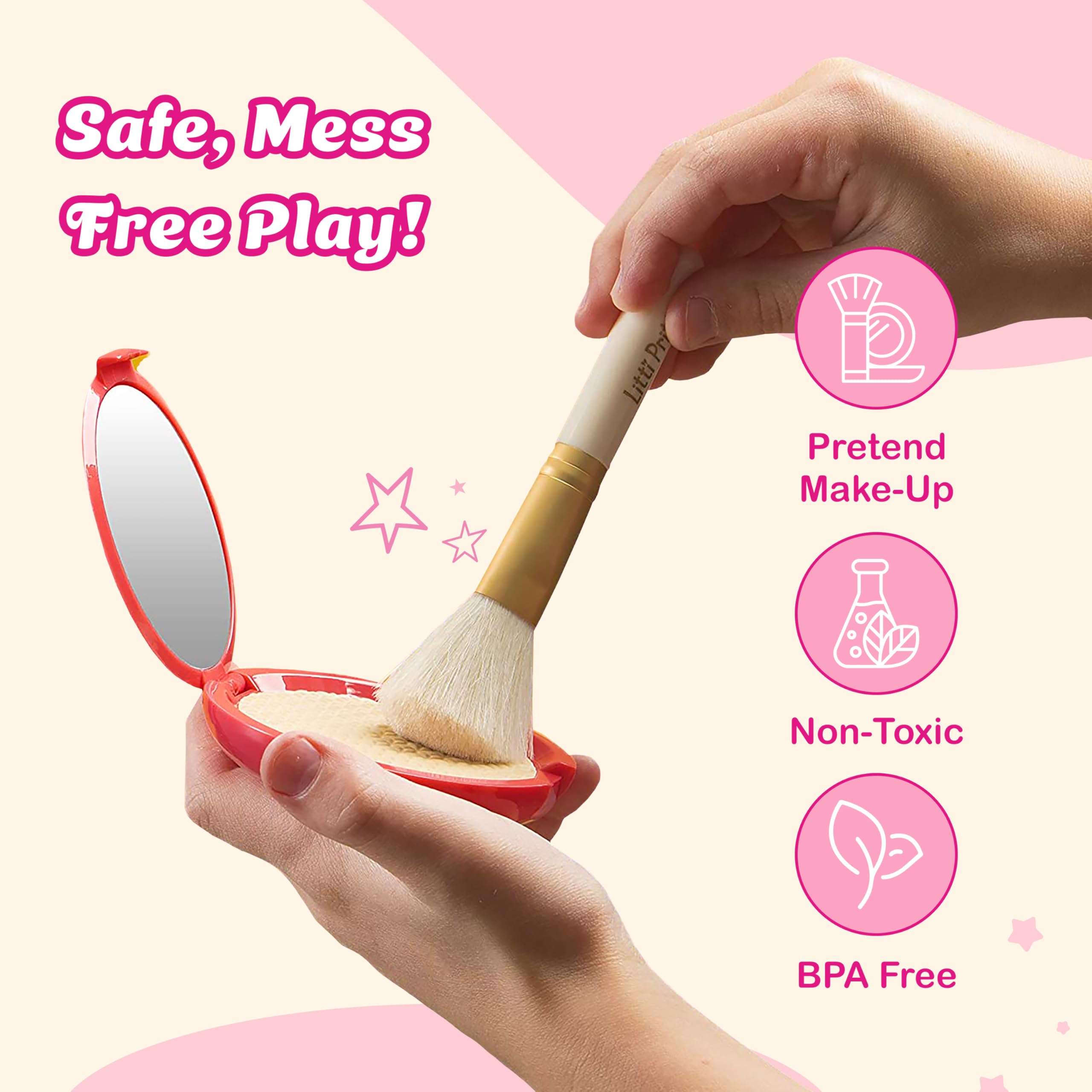 Litti Pritti Toddler Makeup Kit - Pretend Make up 11-Piece Play Makeup Set for Little Girls Age 3 and Up - Kids Cosmetic Bag Includes Brushes, Lipstick, Nail Polish - Pretend Play Toddler Girl Toys 5