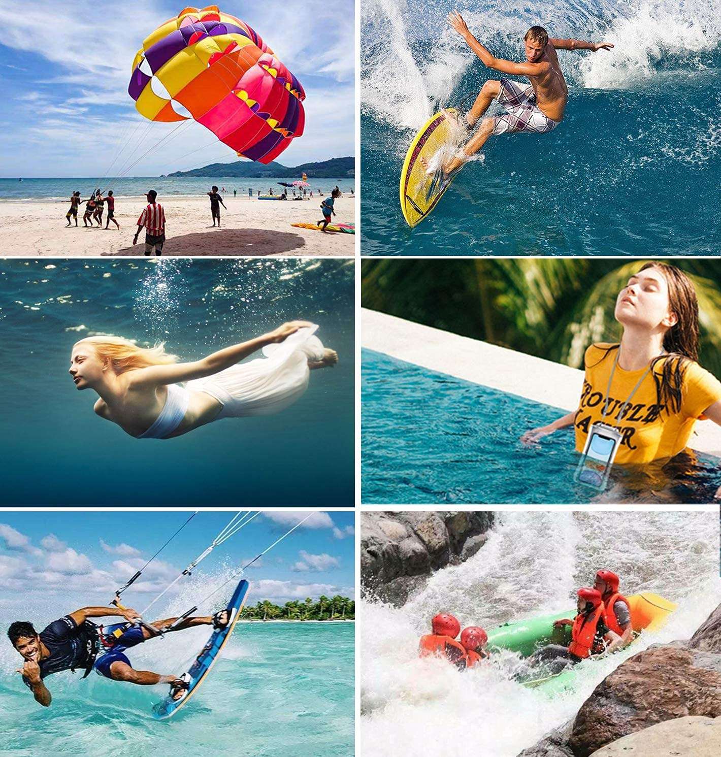 BEOBEU Universal Floating Waterproof Phone Case,IPX8 Waterproof Dry Bag Phone Pouch Compatible for iPhone 12/12 Pro Max/11/11 Pro/SE/Xs Max/XR/8P/7 Galaxy up to 6.8", Gray 6