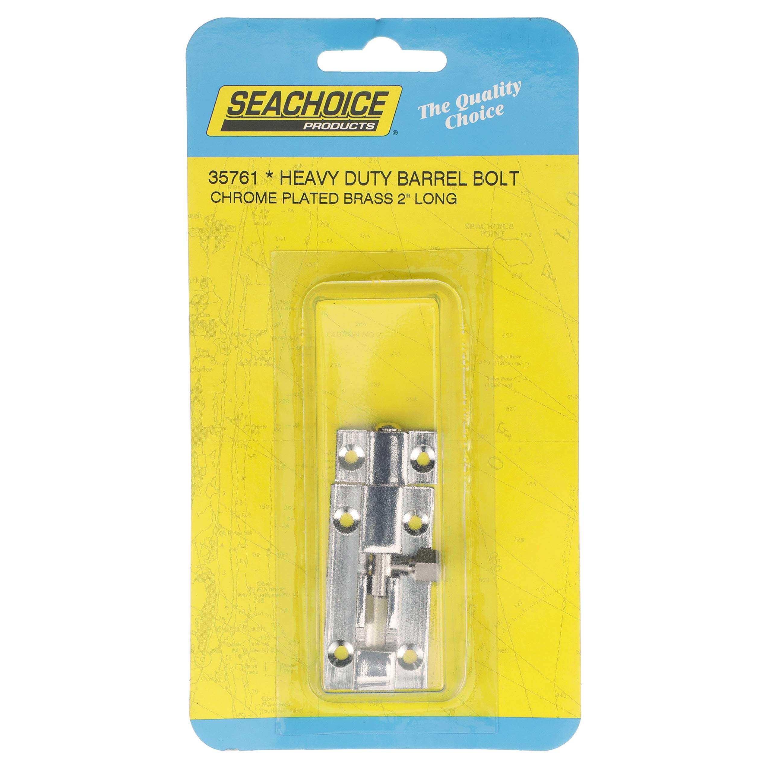 Seachoice Marine-Grade Barrel Bolt, Chrome-Plated Cast Brass, 2-1/2 in. X 1-1/16 in. 6