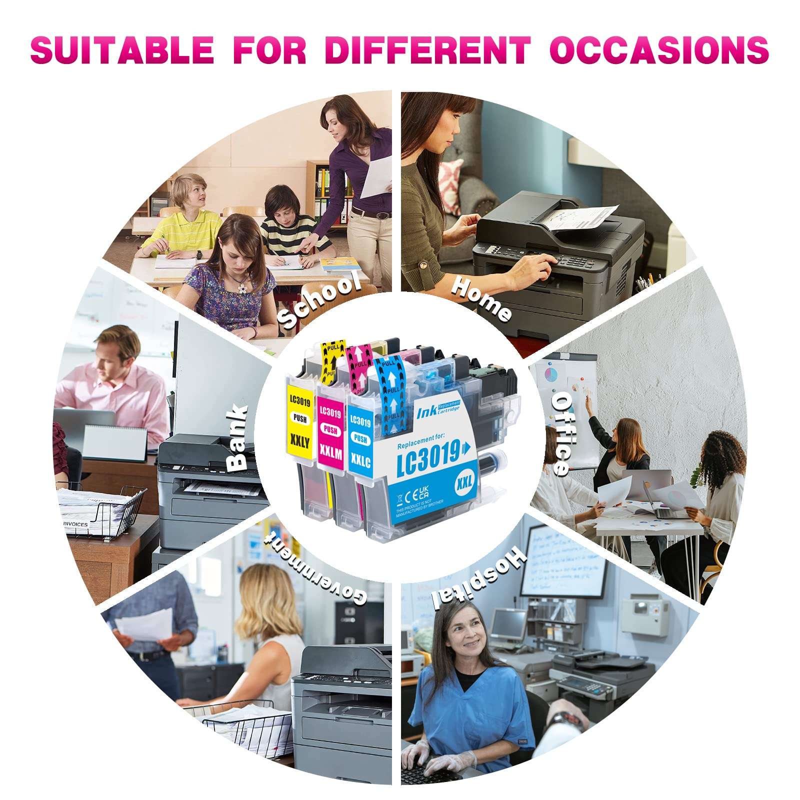 InnerTeck 3 Color Replacement for MFC-J6530DW J6930DW LC3019 XXL LC30193PK Cyan Magenta Yellow High Yield Ink Cartridges Work for Brother MFC-J6530DW MFC-J6930DW MFC-J6730DW MFC-J5330DW Printer 4