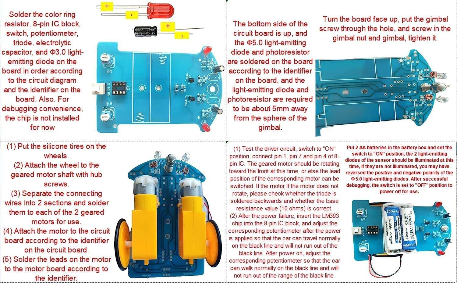 WWZMDiB-DIY Learning Kit Introductory Electronic Components Kit Birthday Gift Desktop Decorations(Fun DIY Soldering Kit,D2-1 Intelligent Tracking Line Smart Car) 5