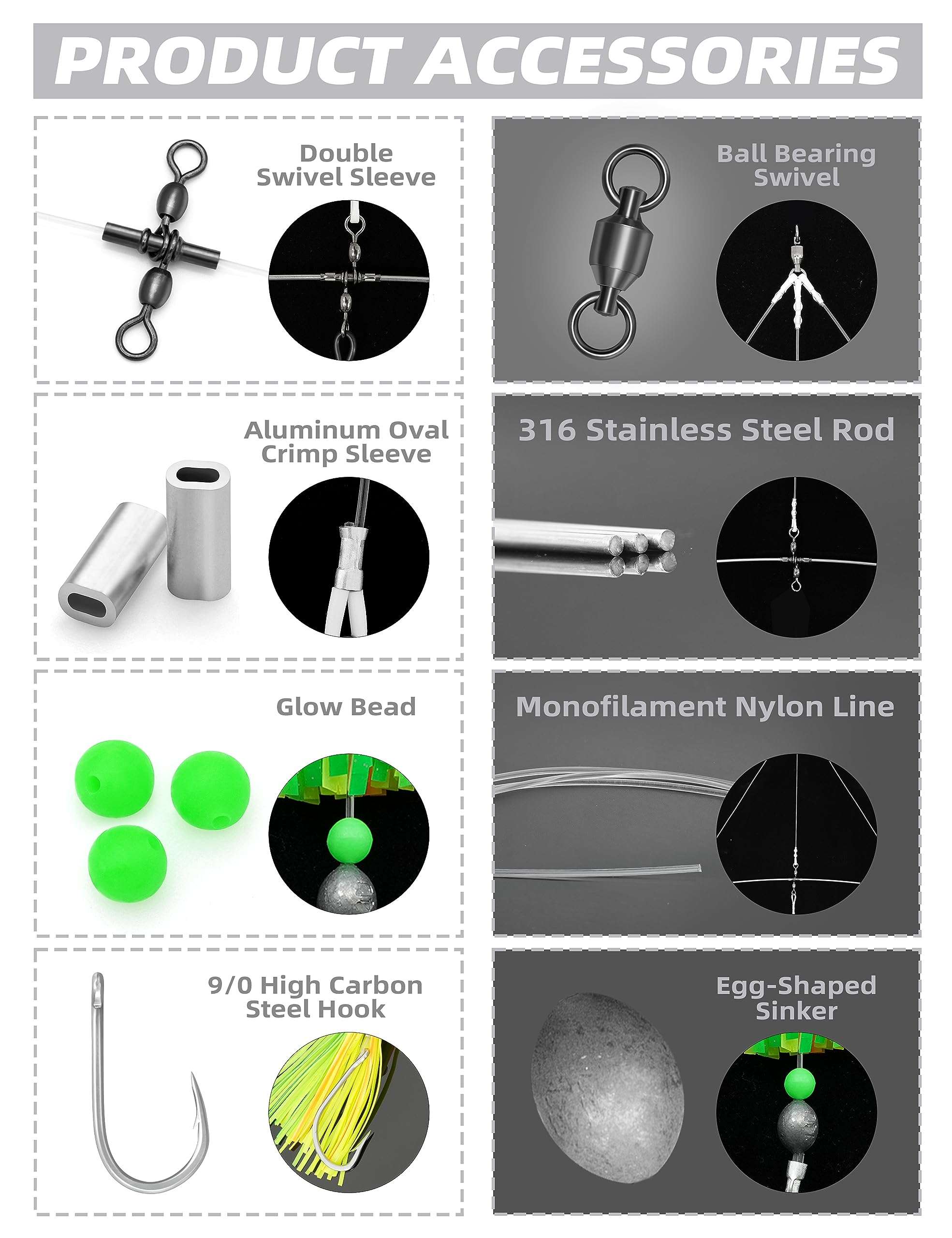 BLUEWING 18in Fishing Soft Squid Spreader Bar Offshore Fishing Spreader Bar with 9in Soft Squid and Big Game Trolling Lure for Wahoo Tuna Marlin Mahi Mahi, Blue 6
