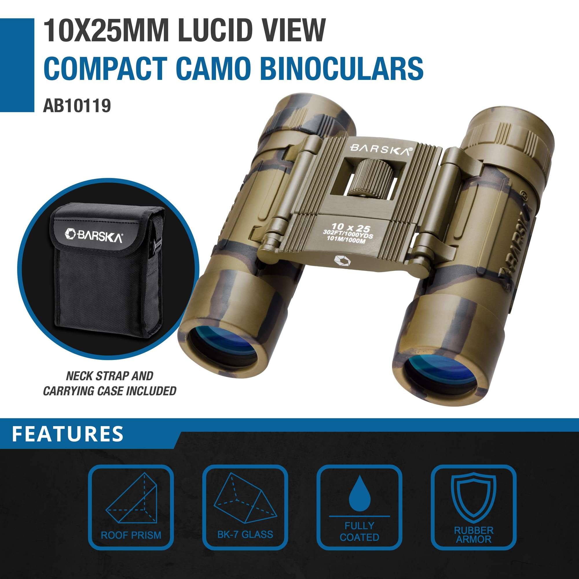 Barska Lucid View 10x25 Camo Compact Binoculars for Outdoor Travel Hunting Hiking Events 2