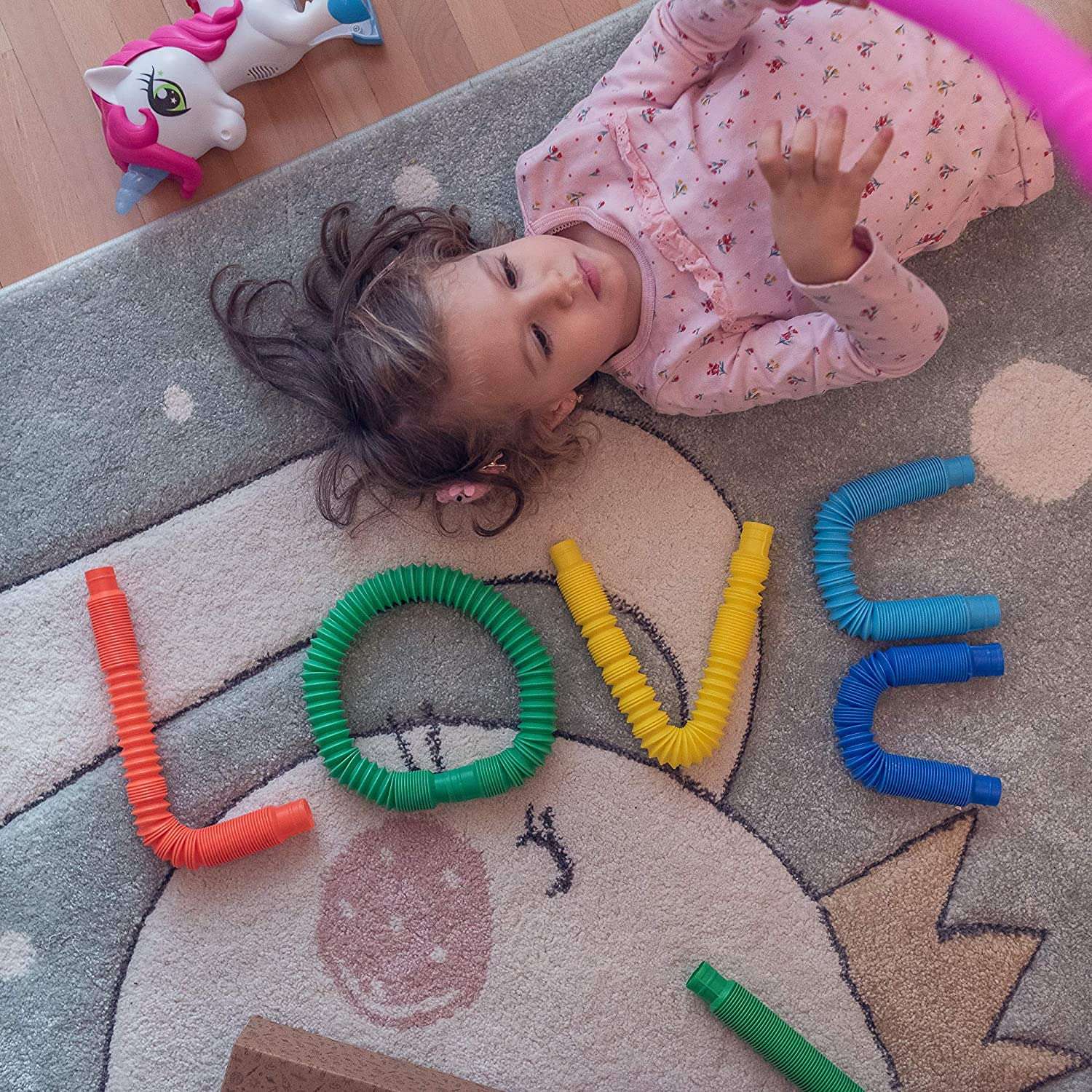 Pop Tube Toys, Pack of 12 Pop Tubes Sensory Toys Tubes Fidget Toys Great as Gift Fidget Tubes for Stress and Anxiety Relief, Learning Toys for Toddlers 5