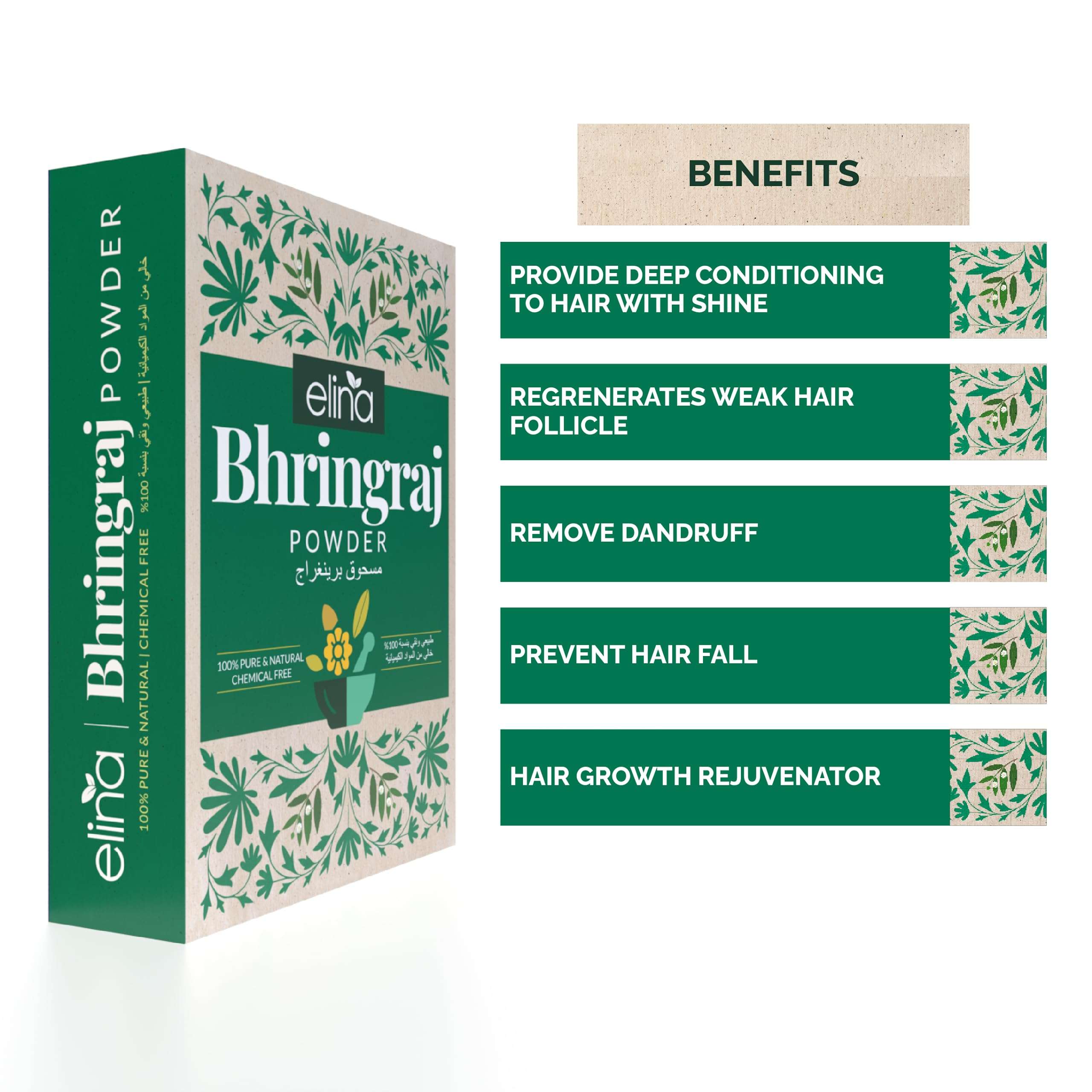 Elina Organic Herbal Powder for Hair |No Added Preservative and Additives | 100% Pure and Natural | Amla, Reetha, Shikakai, Bhringraj, Hibiscus Powder for Hair Care Combo Pack of 5(500g) 6