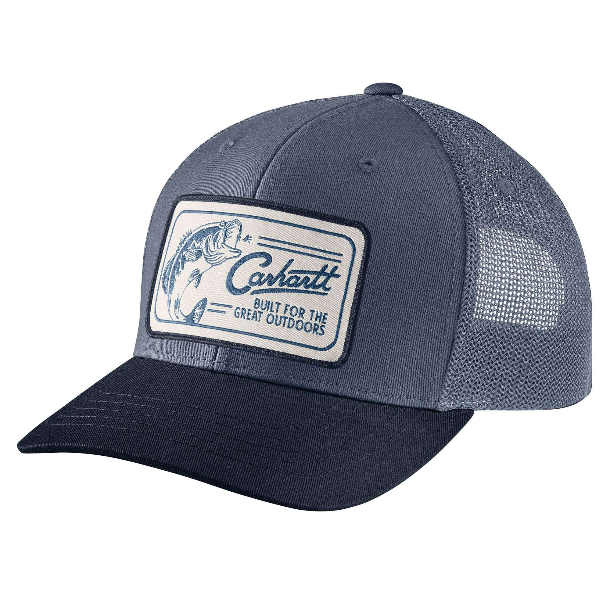 Carhartt Men's Canvas Mesh-Back Fish Patch Cap, Bluestone