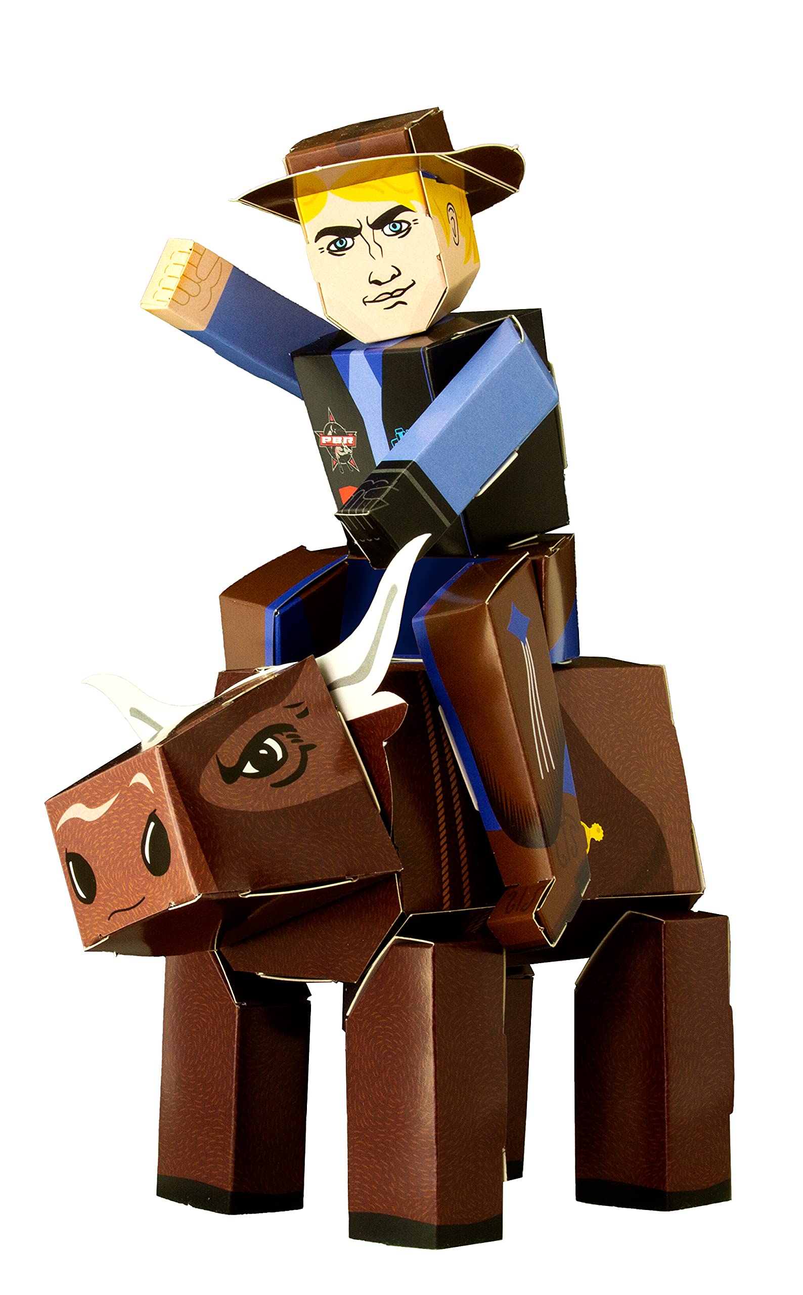 Pro Bull Riding Johnny Hollywood and Afterburn | Create a Fun Durable Paperboard Action Figure | Puzzle + Origami = STEM Craft A Sturdy No Glue No Scissors Activity | by Cubles