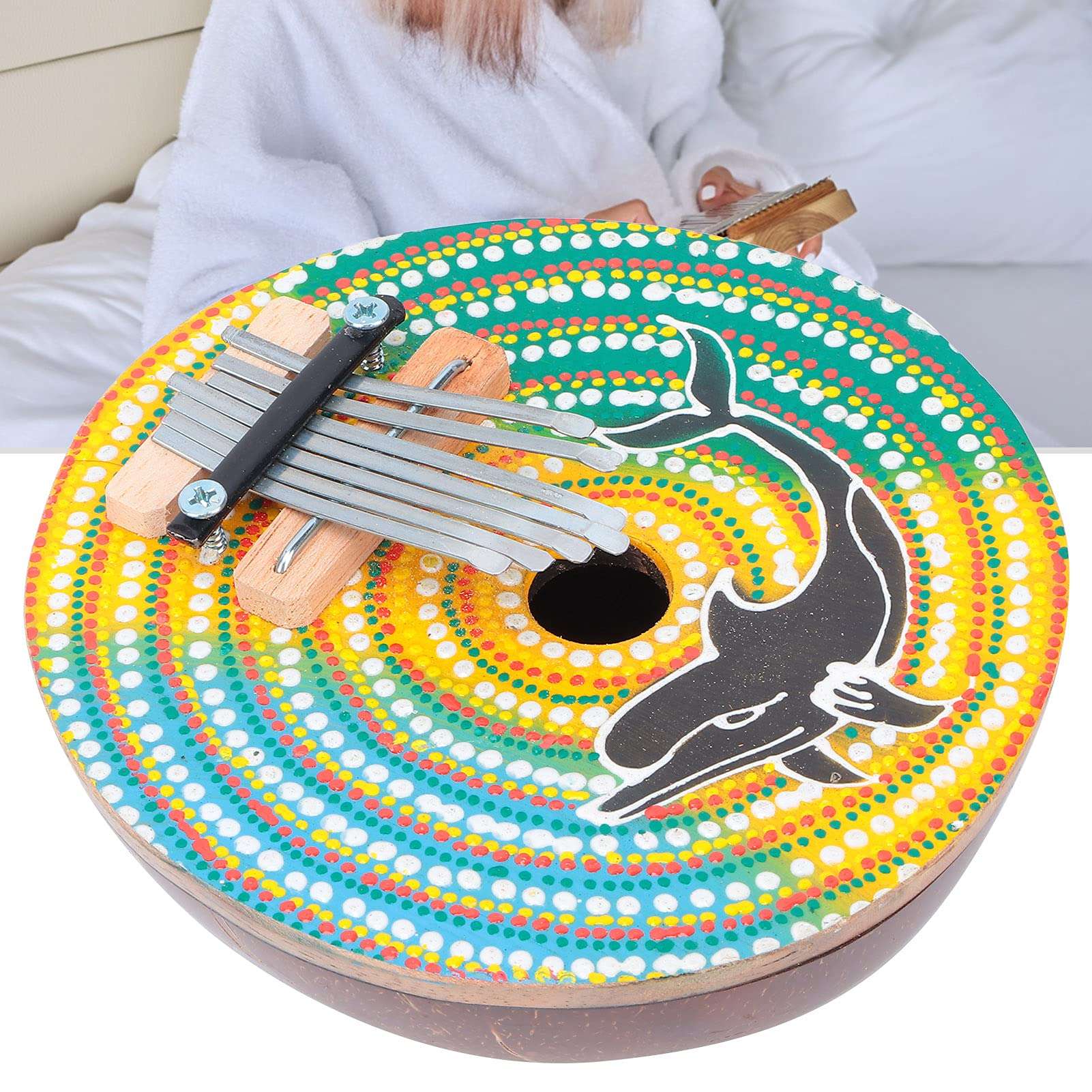 Finger Piano, Musical Instrument Coconut Shell Shape Adjustable Painted for Kids for Beginners for Create Music 6