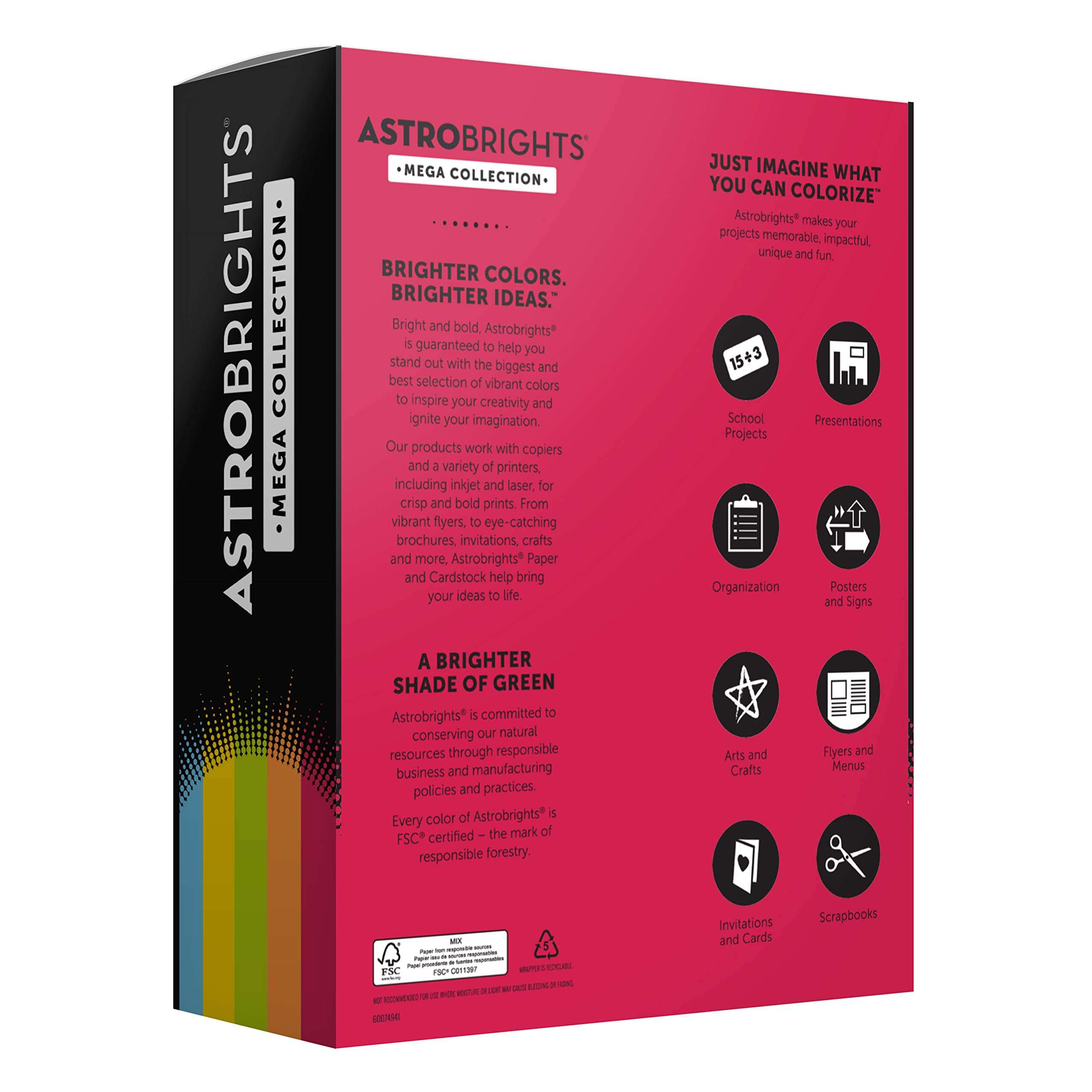 Astrobrights Mega Collection, Colored Paper,"Classic" 5-Color Assortment, 625 Sheets, 24 lb/89 gsm, 8.5" x 11" - MORE SHEETS! (91623) 3