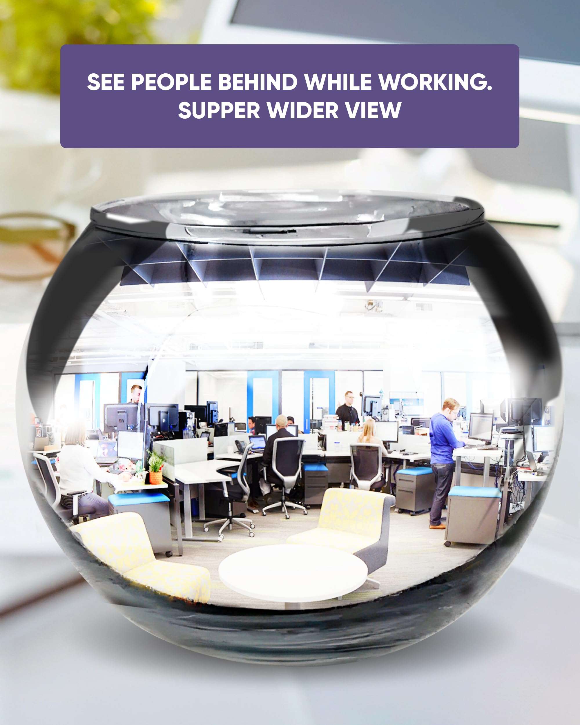 Skywin Convex Mirror Vase Silver Cubicle Decorations - 4.5 Inch Multipurpose Cubicle Mirror, Desk Mirror to See Behind You - Aesthetic Office Cubicle Accessories, Office Cubicle Decor Organizer 4