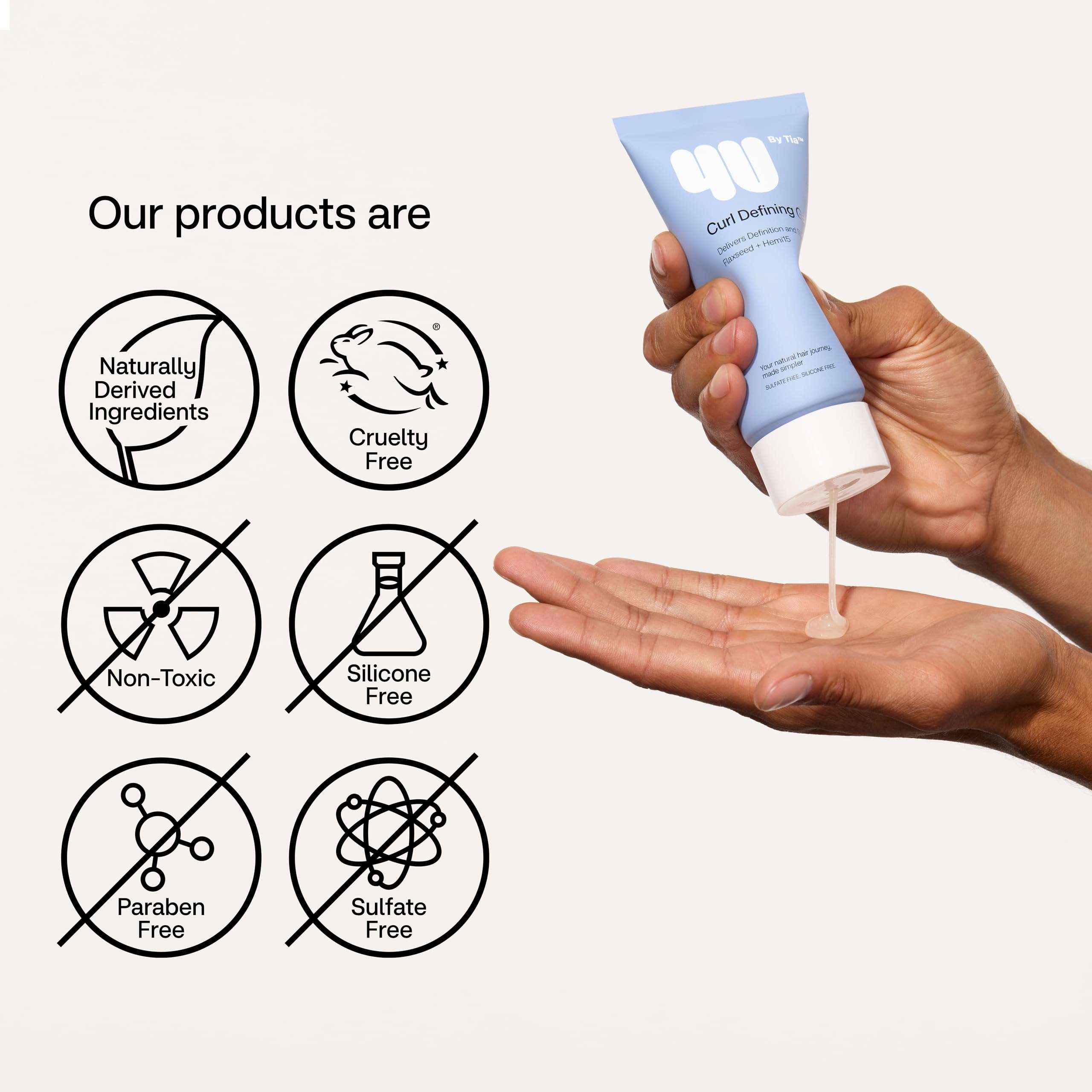 4U by Tia Curl Gel for Long-Lasting Definition & Frizz Control, Curly Hair Ointment with Natural Ingredients-Non-Greasy Formula Wavy Hair Gel-Curling Styler with Aloe Vera, 6 fl oz 4