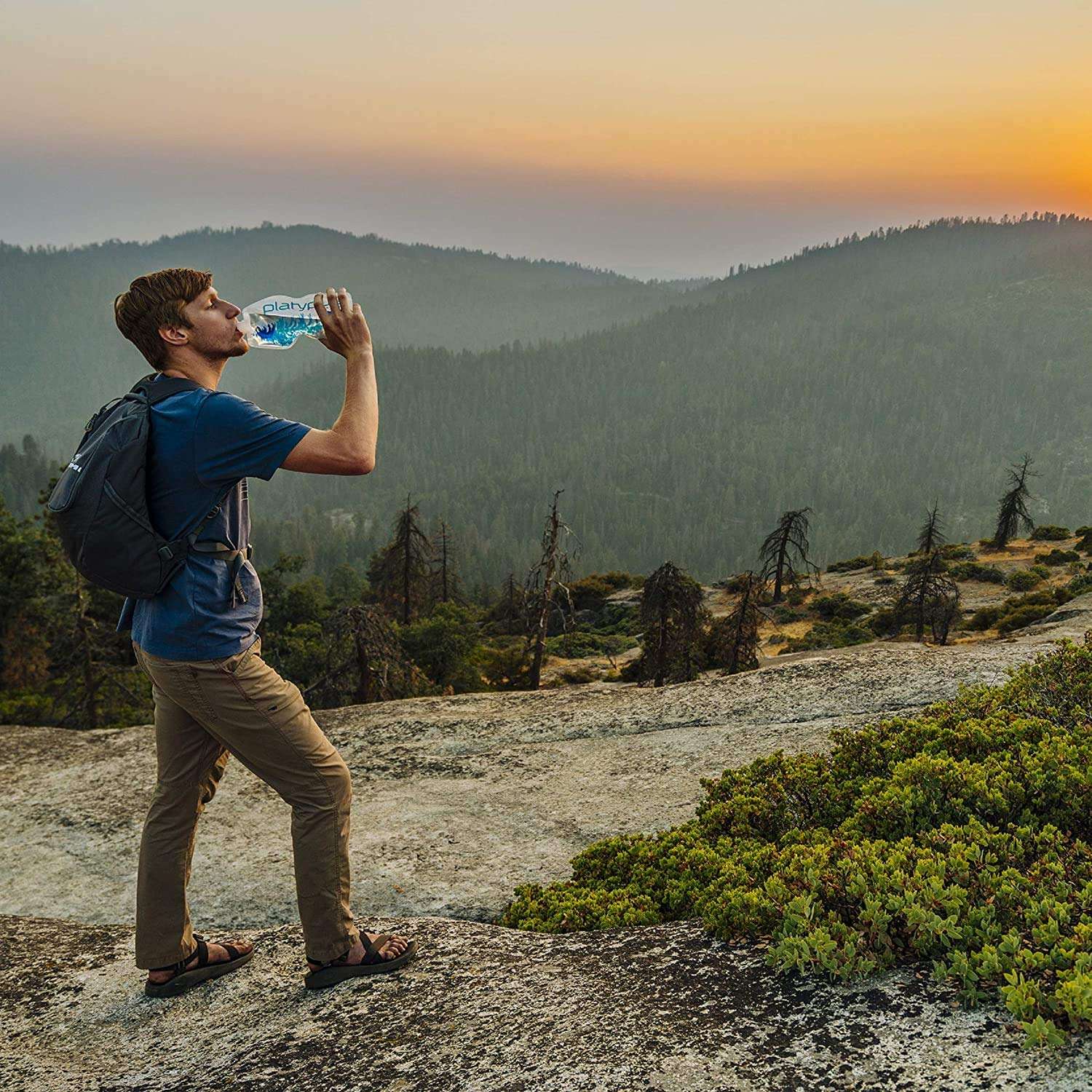 Platypus SoftBottle Flexible Water Bottle with Push-Pull Cap, Blue, 1.0-Liter 3