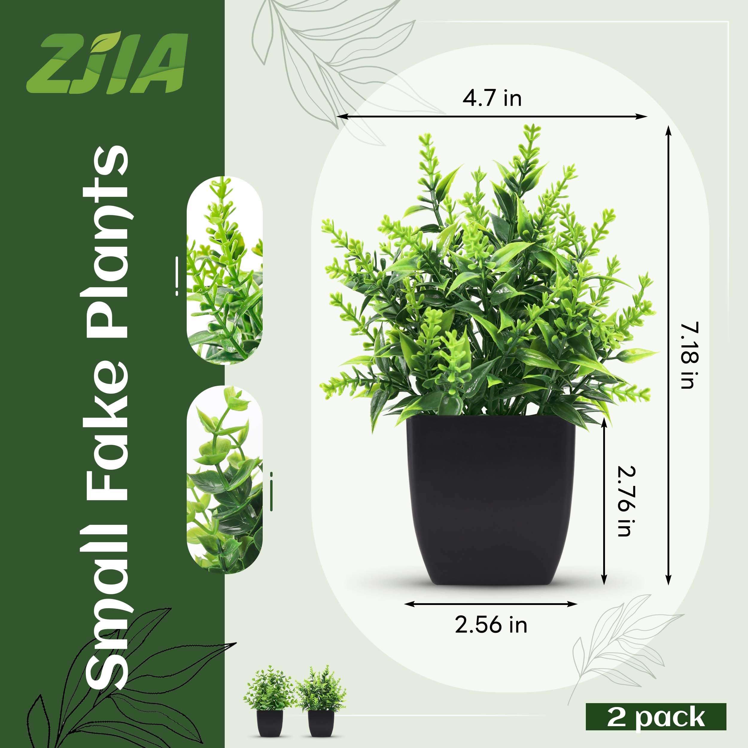 ZJIA 2 Pack Small Fake Plants Black Bathroom Accessories for Home Bedroom Bathroom Kitchen Decor 3