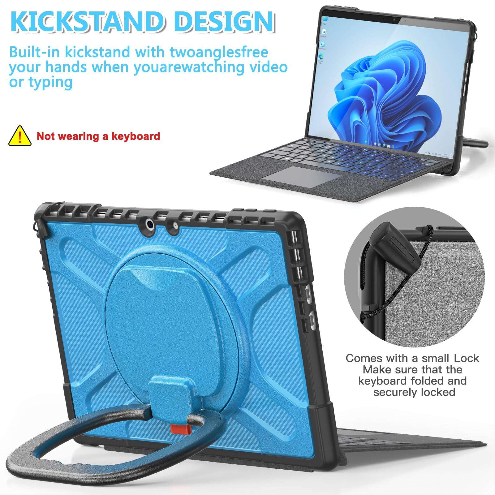 Tablet PC Protection Heavy Duty Shockproof Case Compatible with Microsoft Surface Pro 9/10/11 13 Inch (2022/2024) – Rugged Protective Cover with Kickstand, Handle, and Bumper Protection tablet accesso 3