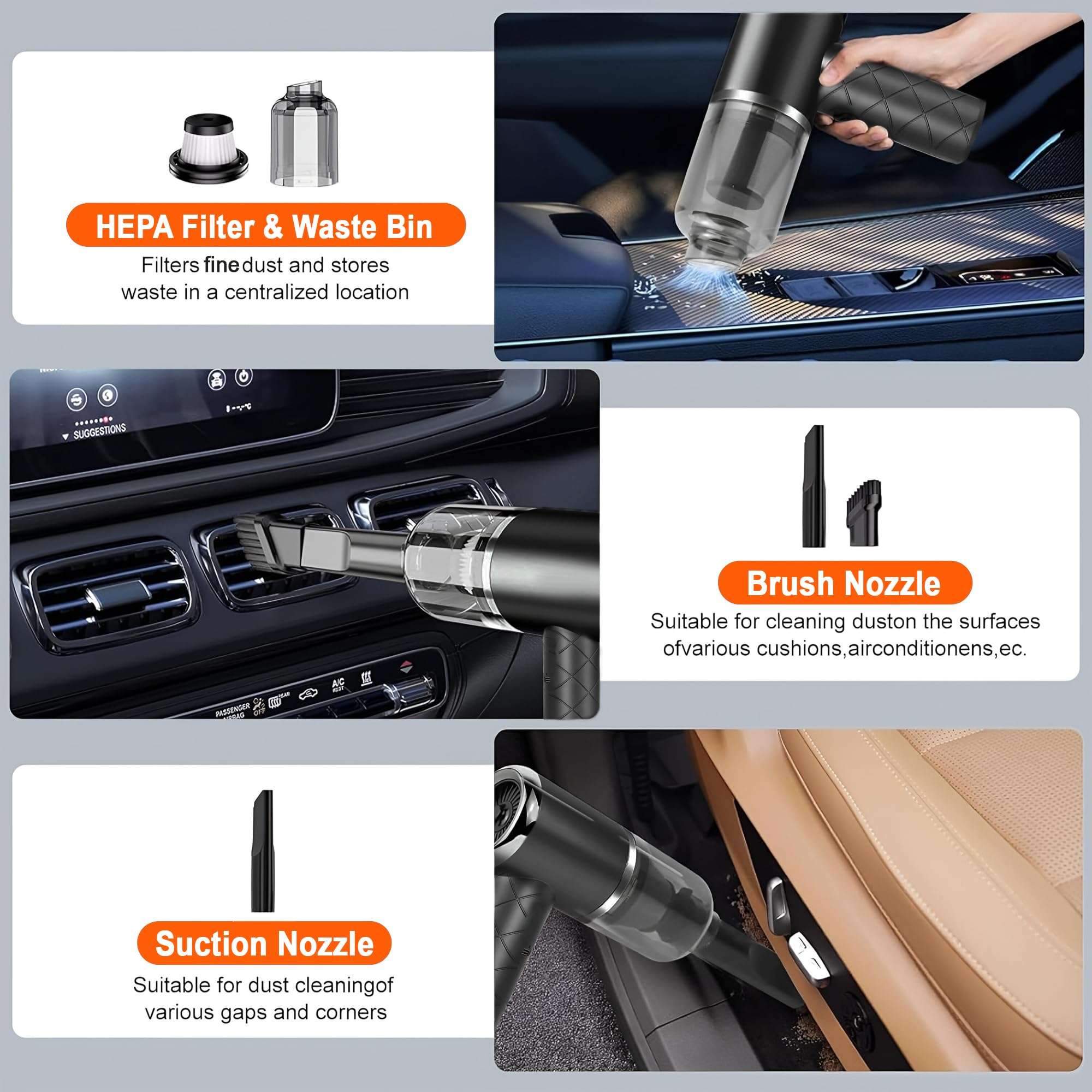 TEXUM TVC-A50D Vacuum Cleaner, Portable High Power Brush Motor Vacuum Cleaner. Powerful Suction - for Car, Pet Hair and Home Cleaning.. 4