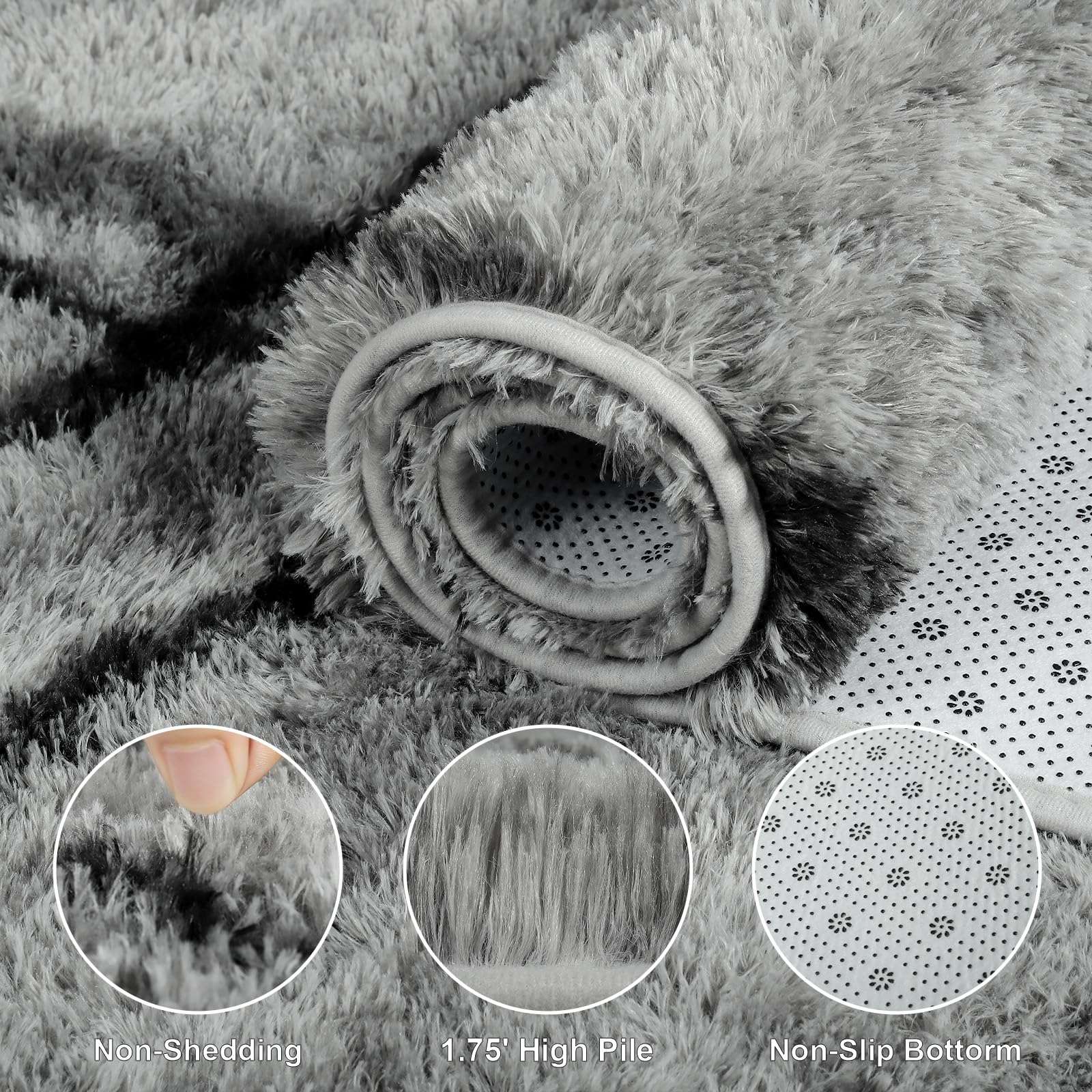 junovo Ultra Soft Area Rugs for Bedroom, 4x6ft Shaggy Rugs for Living Room, Fluffy Modern Rugs for Dorm, Memory Foam Indoor Carpet for Bedside Kids Teens Room Nursery Home Decor, Pink 3