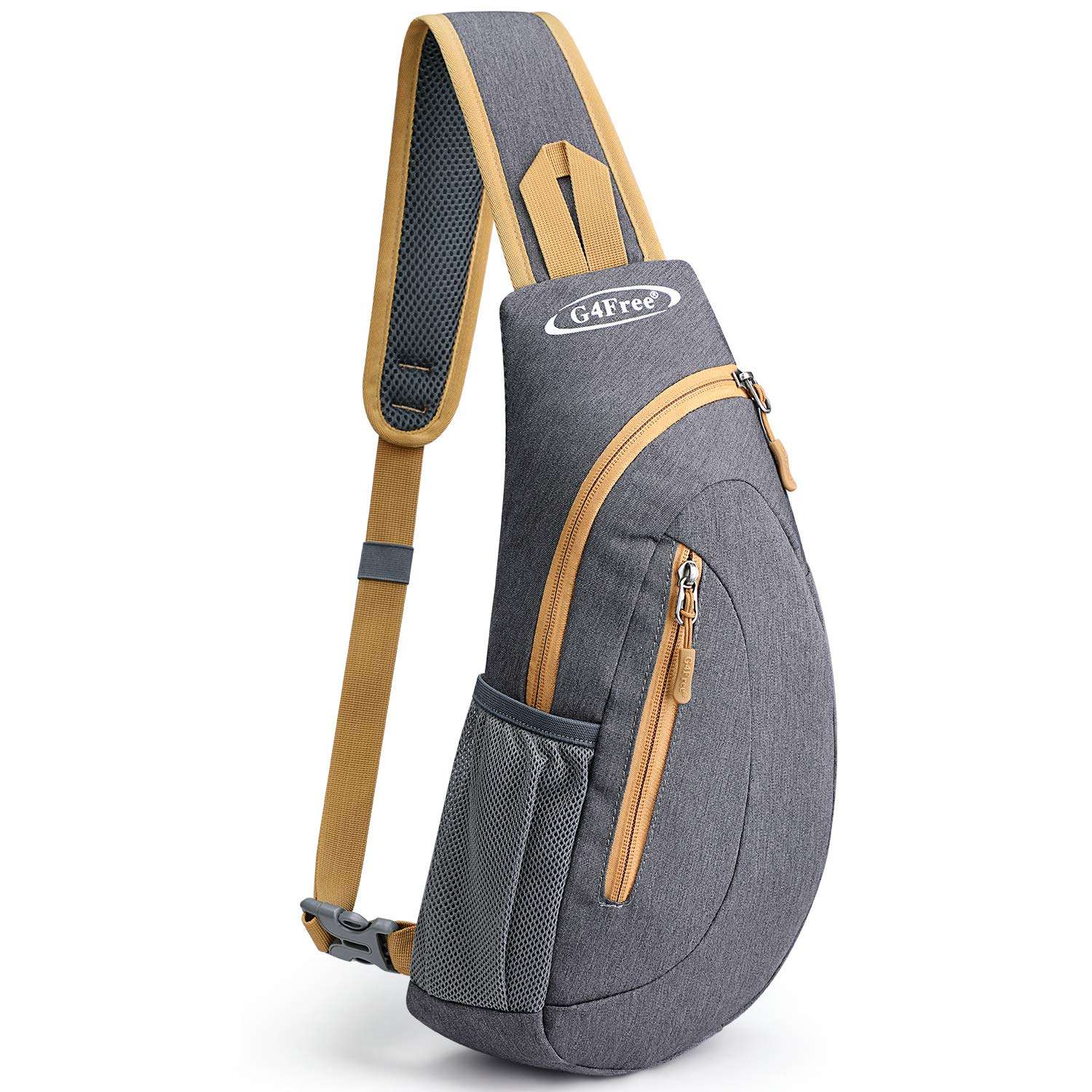 G4Free Sling Bags Men and Women Shoulder Backpack Small Crossbody Chest Sling Backpack (Grey Yellow)