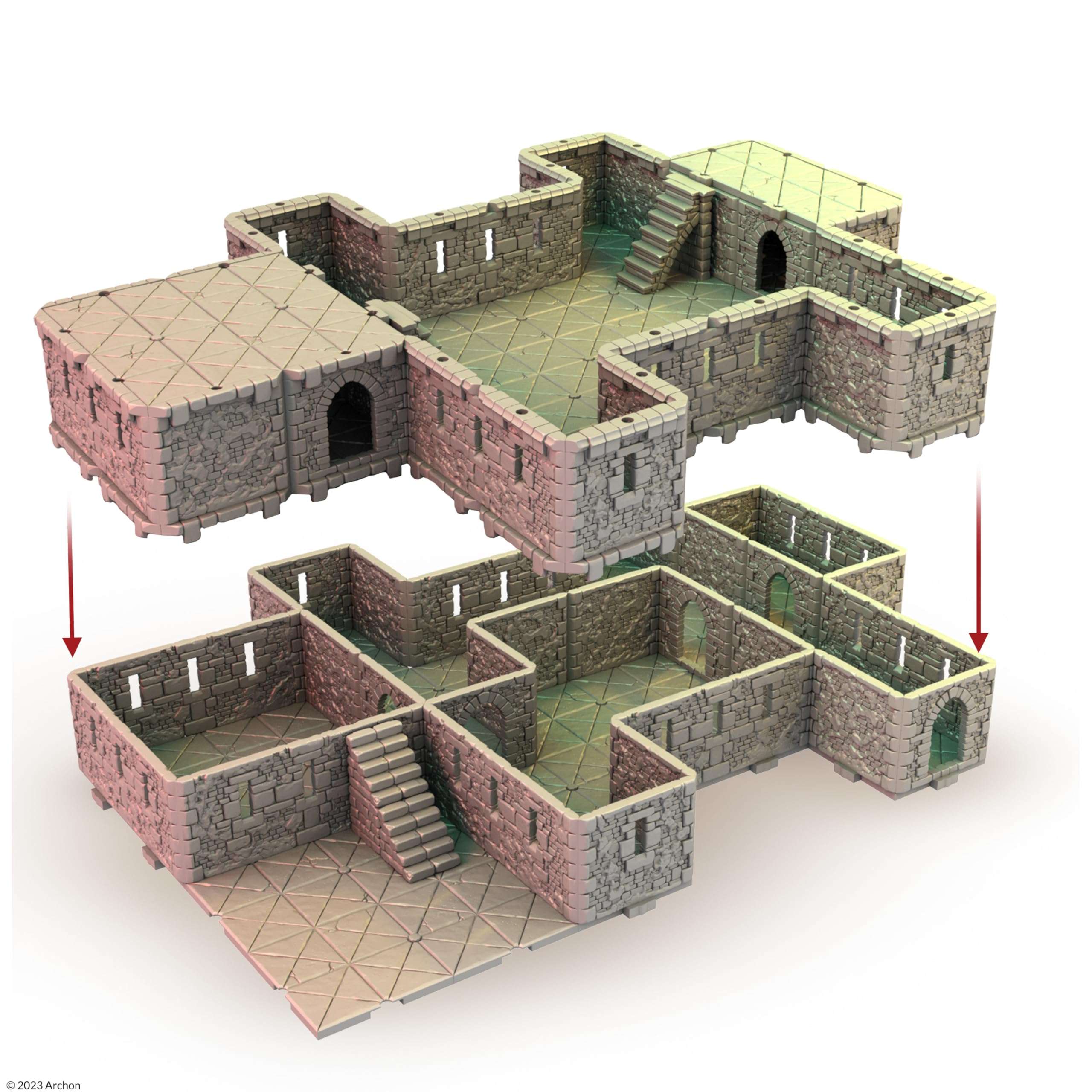 Dungeons & Lasers Grand Stronghold Terrain Set for DND and Tabletop RPG Games - 5E Compatible for 28mm - 32mm Scale Miniatures - 317 Pieces - Modular Design for Quick Assembly - from Archon Studio 6