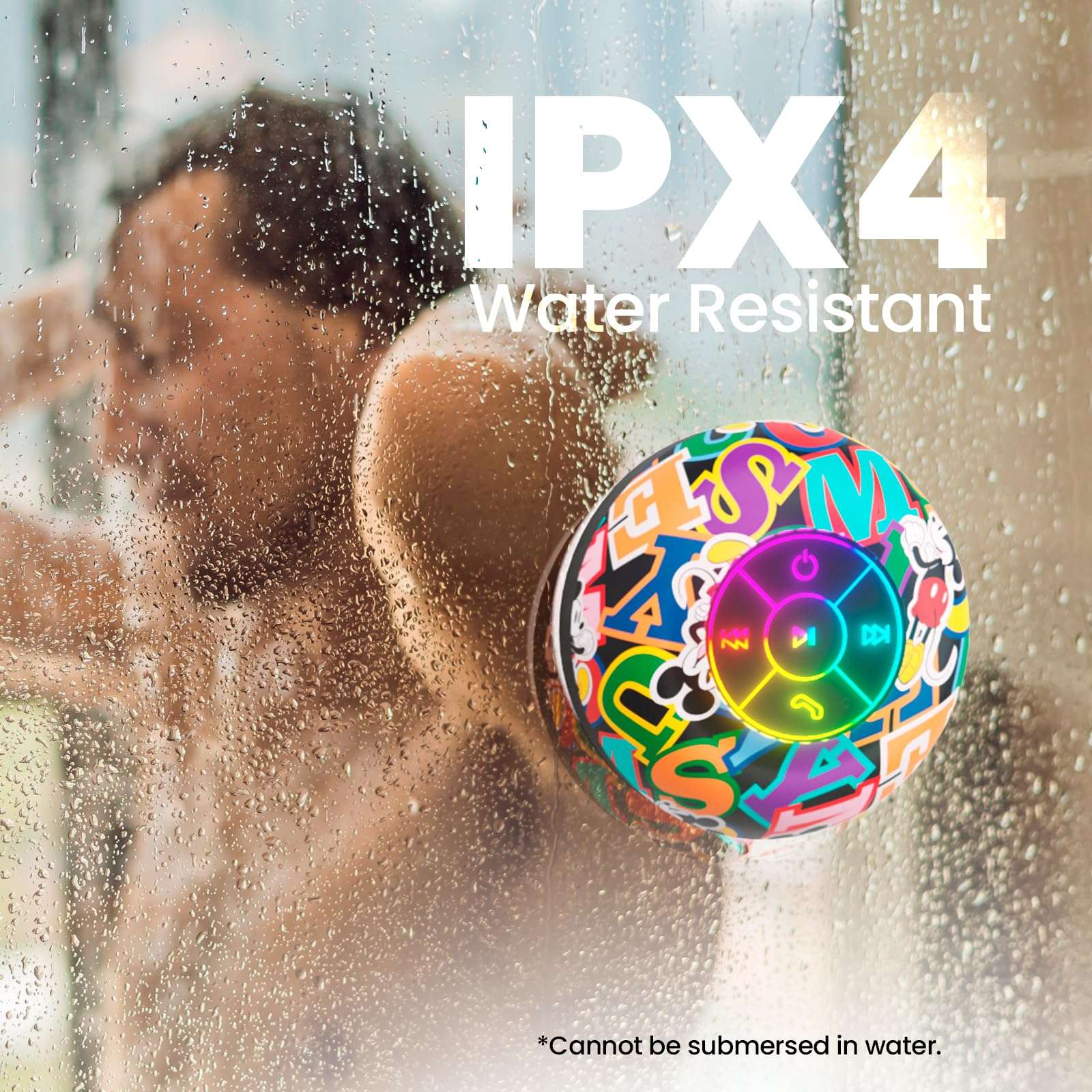 Disney Mickey Mouse and Friends LED Bluetooth Shower Speaker - Splashproof Speaker with Touch Controls + 5 HR Playtime - Mickey Mouse Gifts for Women, Men, Kids, Teens and More (Mickey Block Name) 5