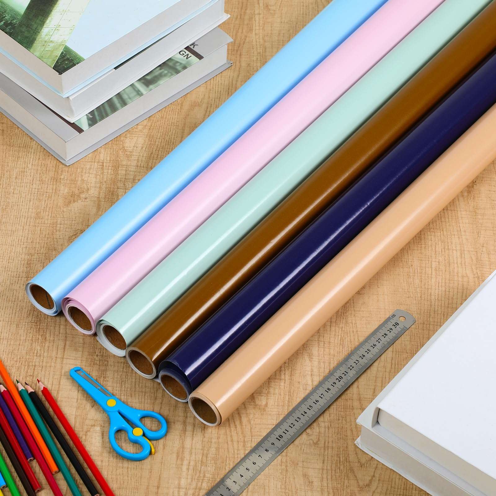 Estune 12 Rolls Bulletin Board Paper 4 x 15ft Fade Resistant Bulletin Board Paper Assorted Color Paper Roll for Classroom Arts Crafts Drawing Painting Decoration (Light Color) 4