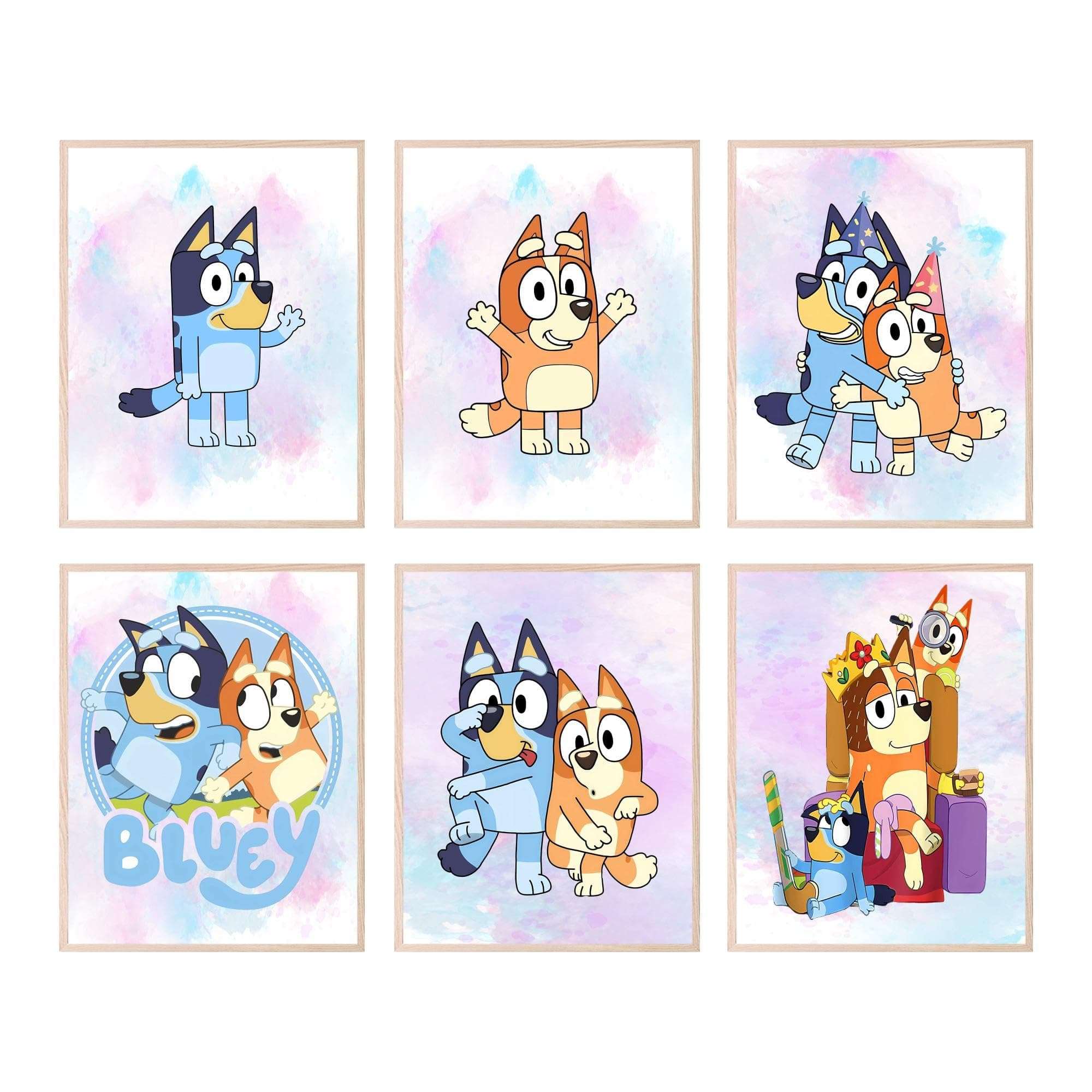 BigWig Prints Bluey Poster - Bluey Room Decor, Posters for Boys Room, Kids Wall Art for Bedroom, Toddler Wall Art, Cartoon Artwork for Nursery Decor, Kids Cartoon Prints - Set of 6 (8x10”) Unframed 1