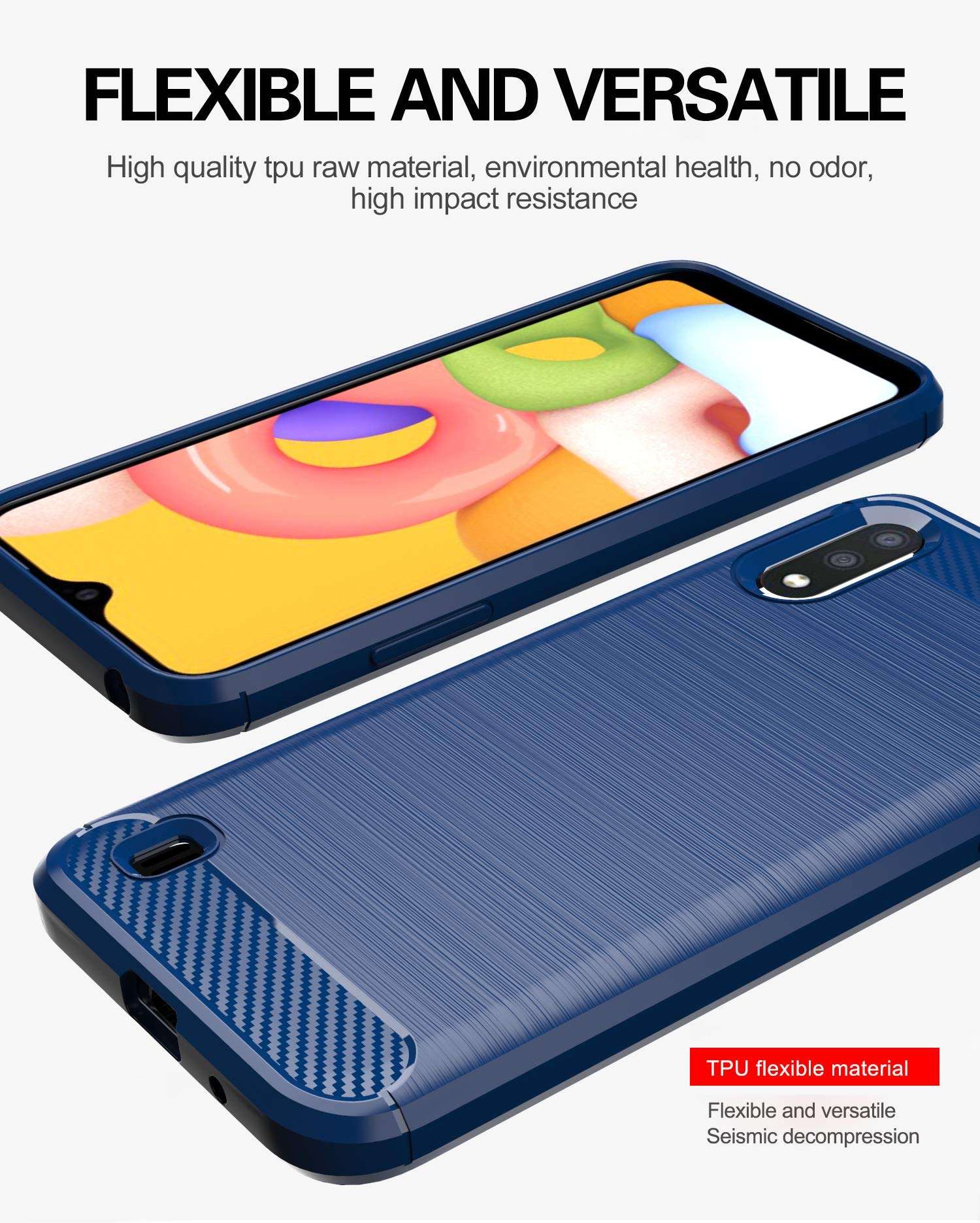 Galaxy A01 case,Samsung A01 case,MAIKEZI Soft TPU Slim Fashion Anti-Fingerprint Non-Slip Protective Phone Case Cover for Samsung Galaxy A01(Red Brushed TPU) 6