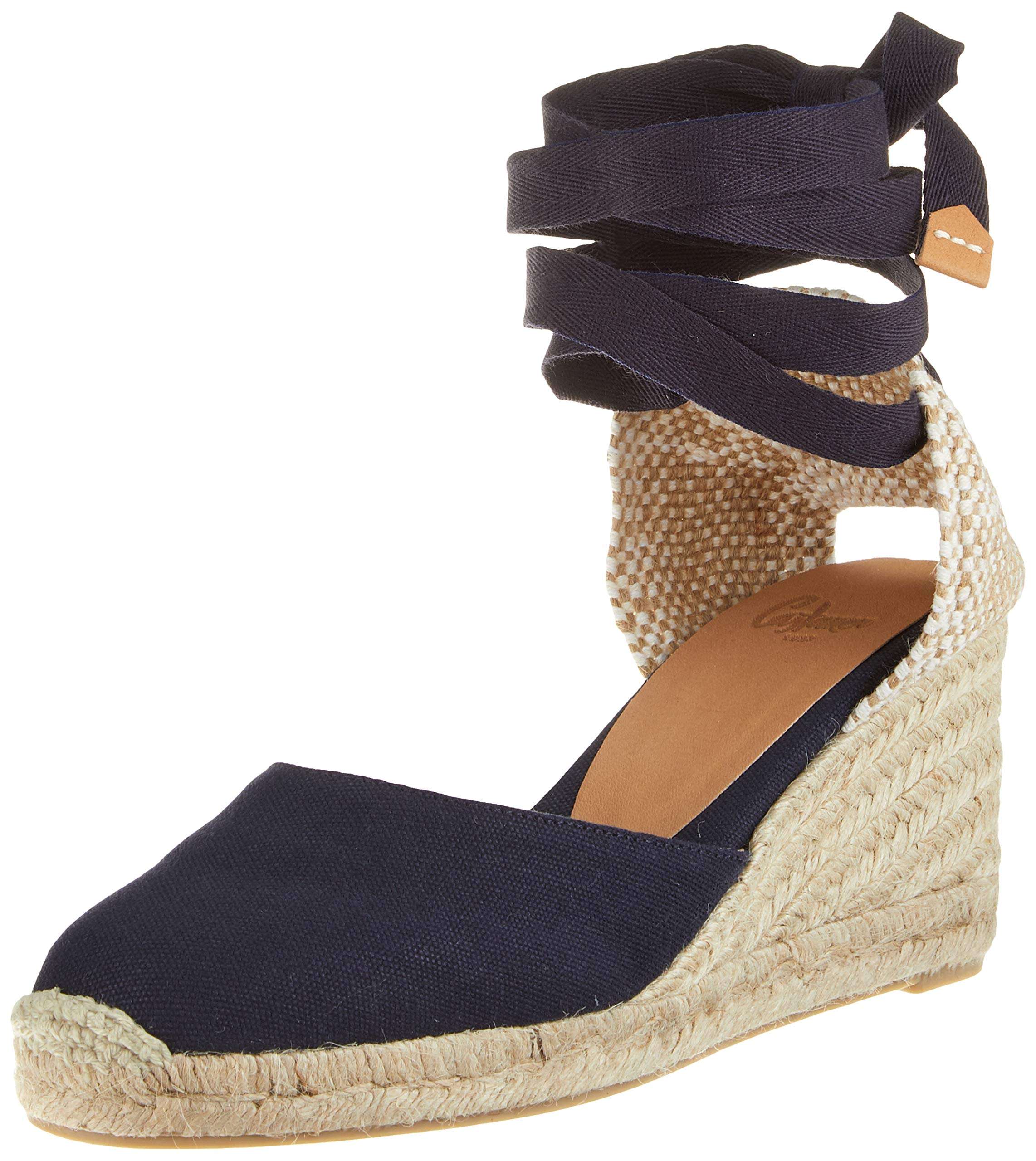 Castañer Women's Carina Mid Wedge Canvas Espadrilles, Black, 5 Medium US 1