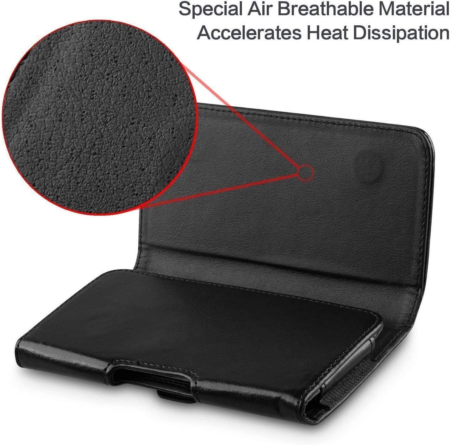 J&D Moto E5 Plus Holster, Moto E5 Supra Holster, PU Leather Holster Pouch Case with Belt Clip, Leather ID Wallet Case for Motorola Moto E5 Plus / Moto E5 Supra (Fit with Naked Phone or Slim Case On) 5