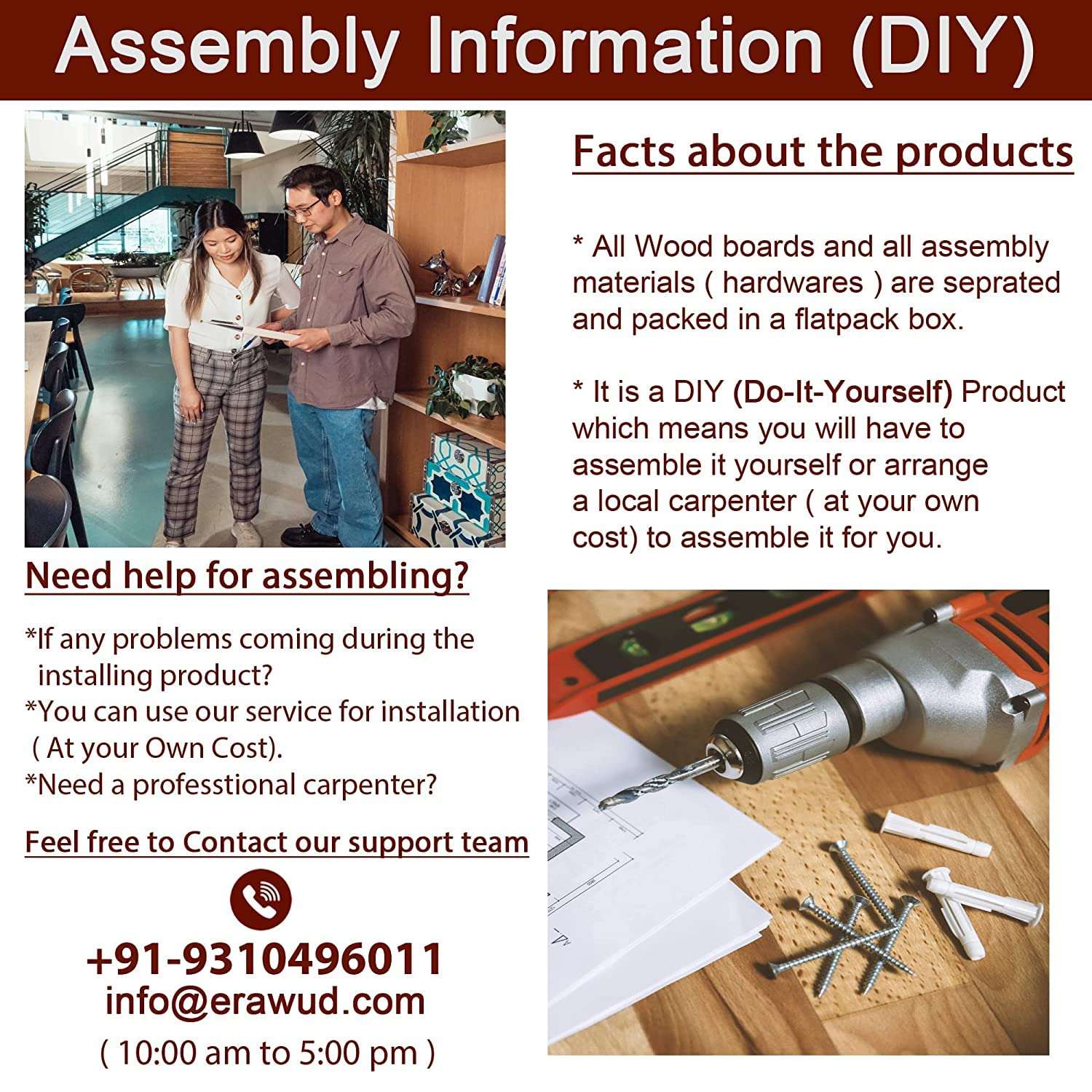 ERAWUD Maria Wall Mount TV Entertainment Unit/with Set Top Box Stand and Wall Shelf Display Rack Two Box for Living Room Wenge (Ideal for up to 55") Screen 6