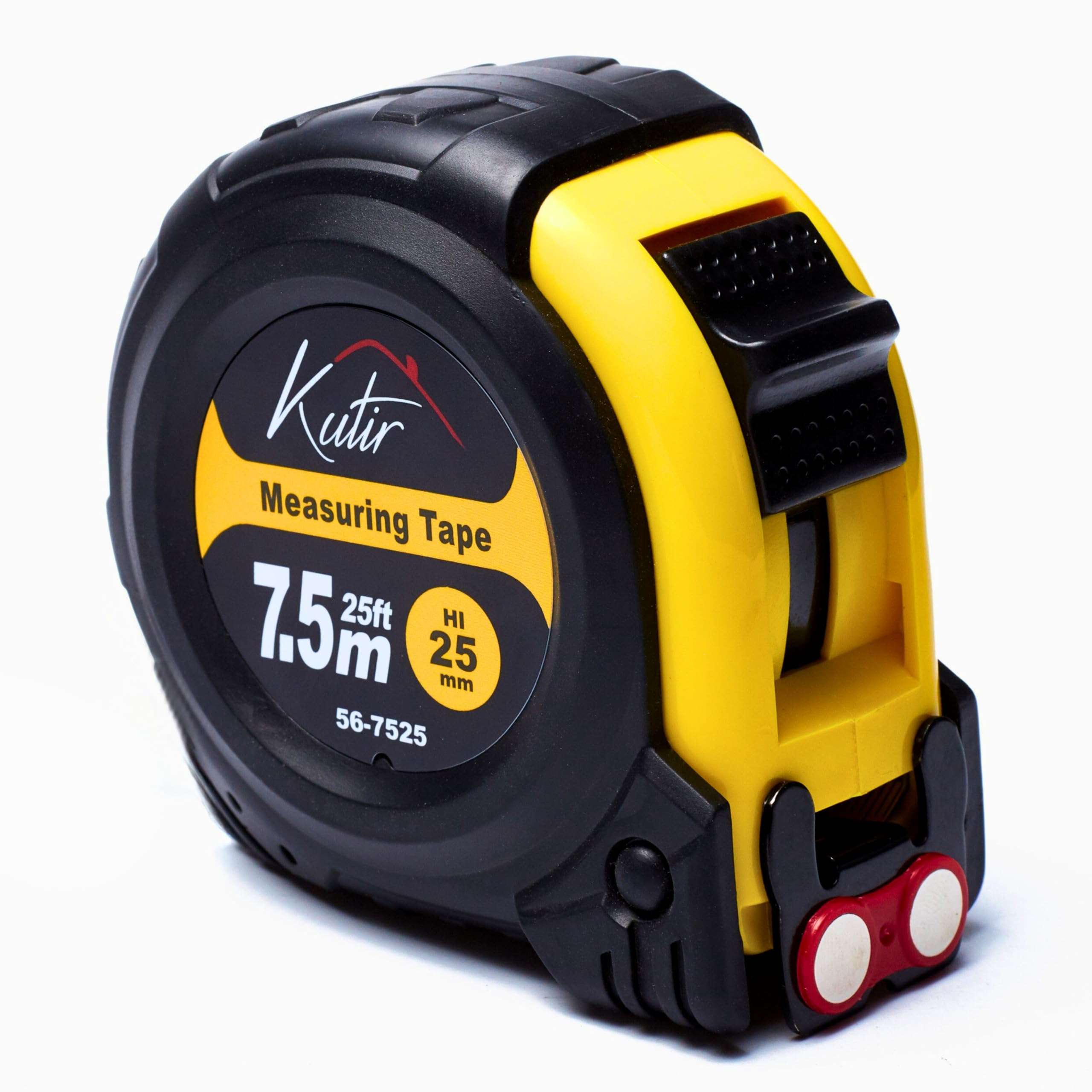 Kutir 25-Ft Tape Measure with Magnetic Hooks, Fraction Markings, Steel Retractable, Both Side Ruler, Easy to Read Measuring Tape, Shock Absorbent Rubber Case 1