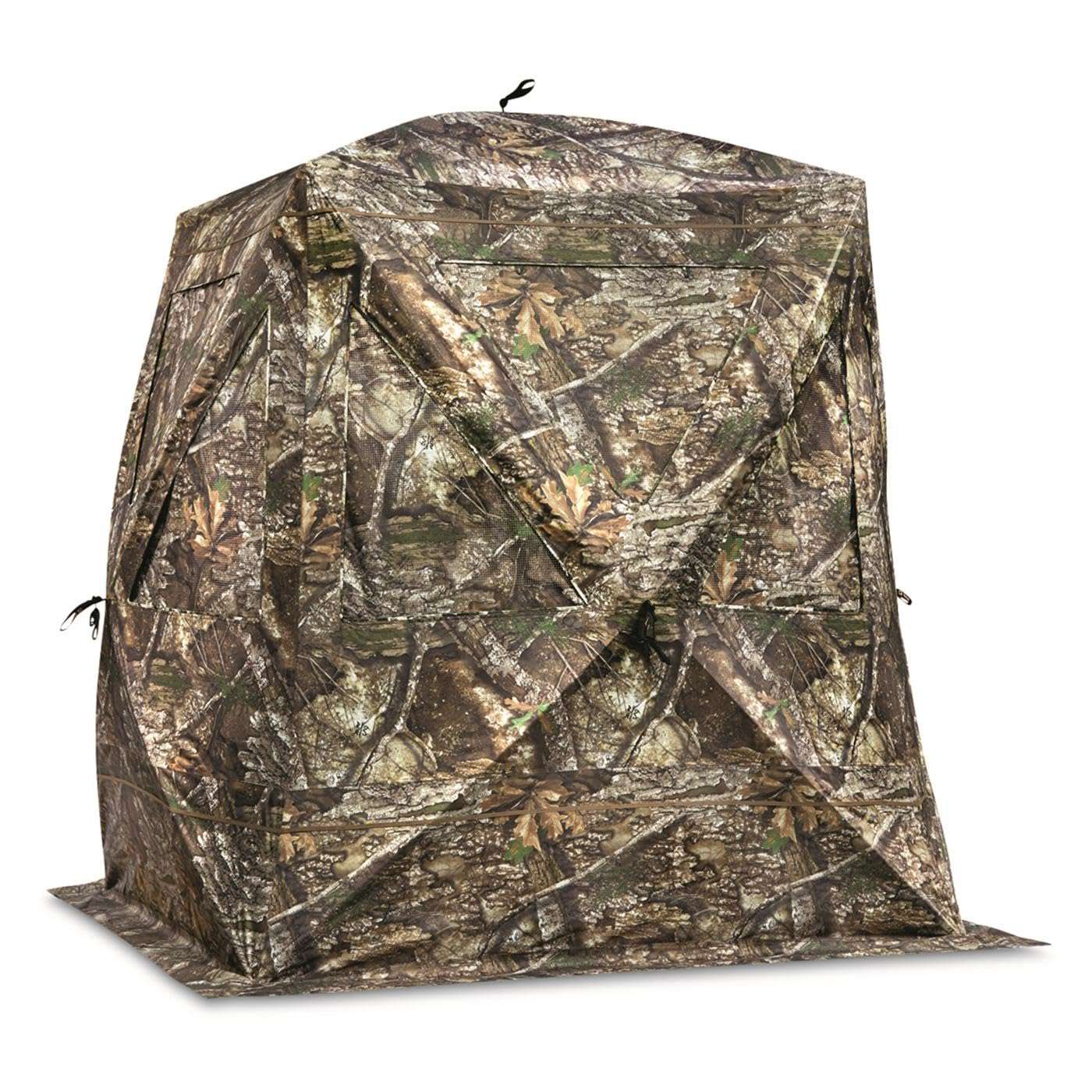 Guide Gear Flare XL Tall Hunting Ground Blind, See-Through, 360 View, 2-3 Person Pop-up Tent, Turkey, Duck, Deer Hunting Gear Equipment Accessories RT APX 1