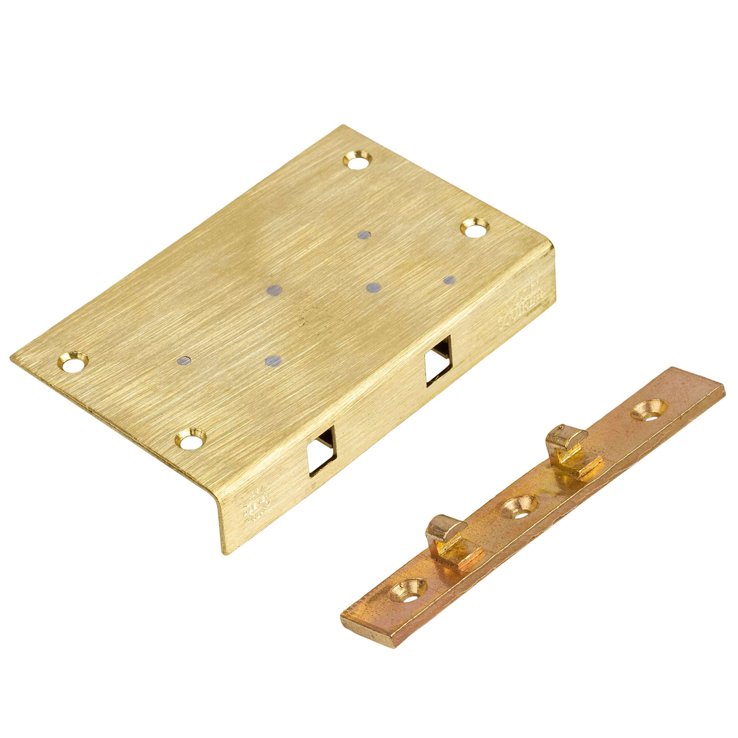 Large Brass Half Mortise Chest or Box Lid Lock w/Two Skeleton Keys | S-7E 3