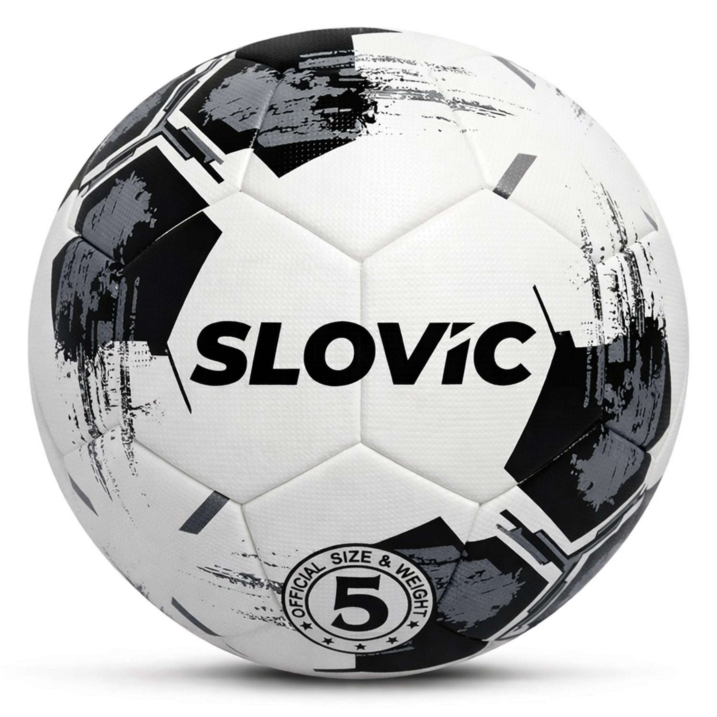 SLOVIC Rubber Professional Football [Size-5] | Hard Ground Foot-Ball | Ideal for Grass Ground & Artificial Turf | Training Foot Ball | Soccer Ball | Footballs for Men & Women, White 1