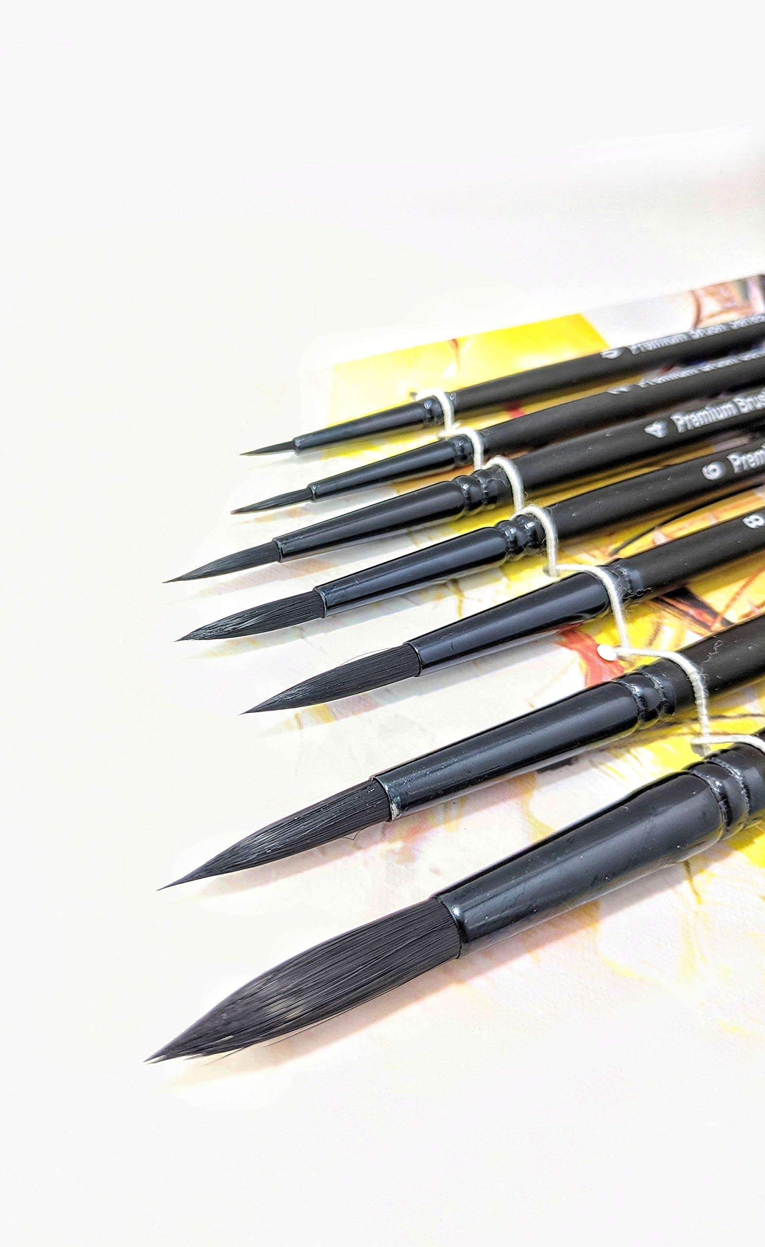 Fevicryl Art Craft Painting Neon Acrylic Colors - Neon Yellow, Neon Orange, Neon Pink, Neon Green with Black Hair Round Brushes - Set of 7 2