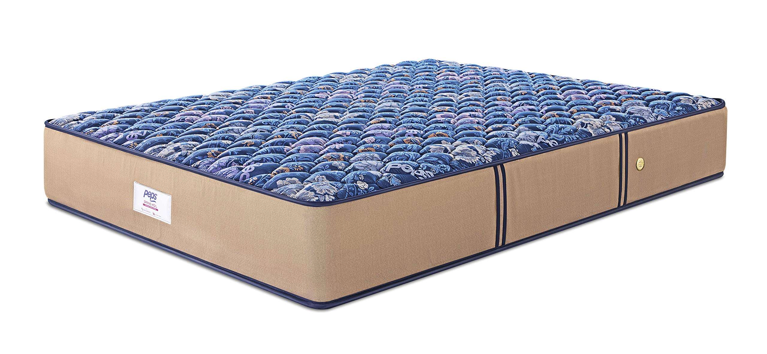 peps Springkoil Bonnell 8-inch Queen Size Spring Mattress (Dark Blue, 78x60x08) with Two Free Pillow 1