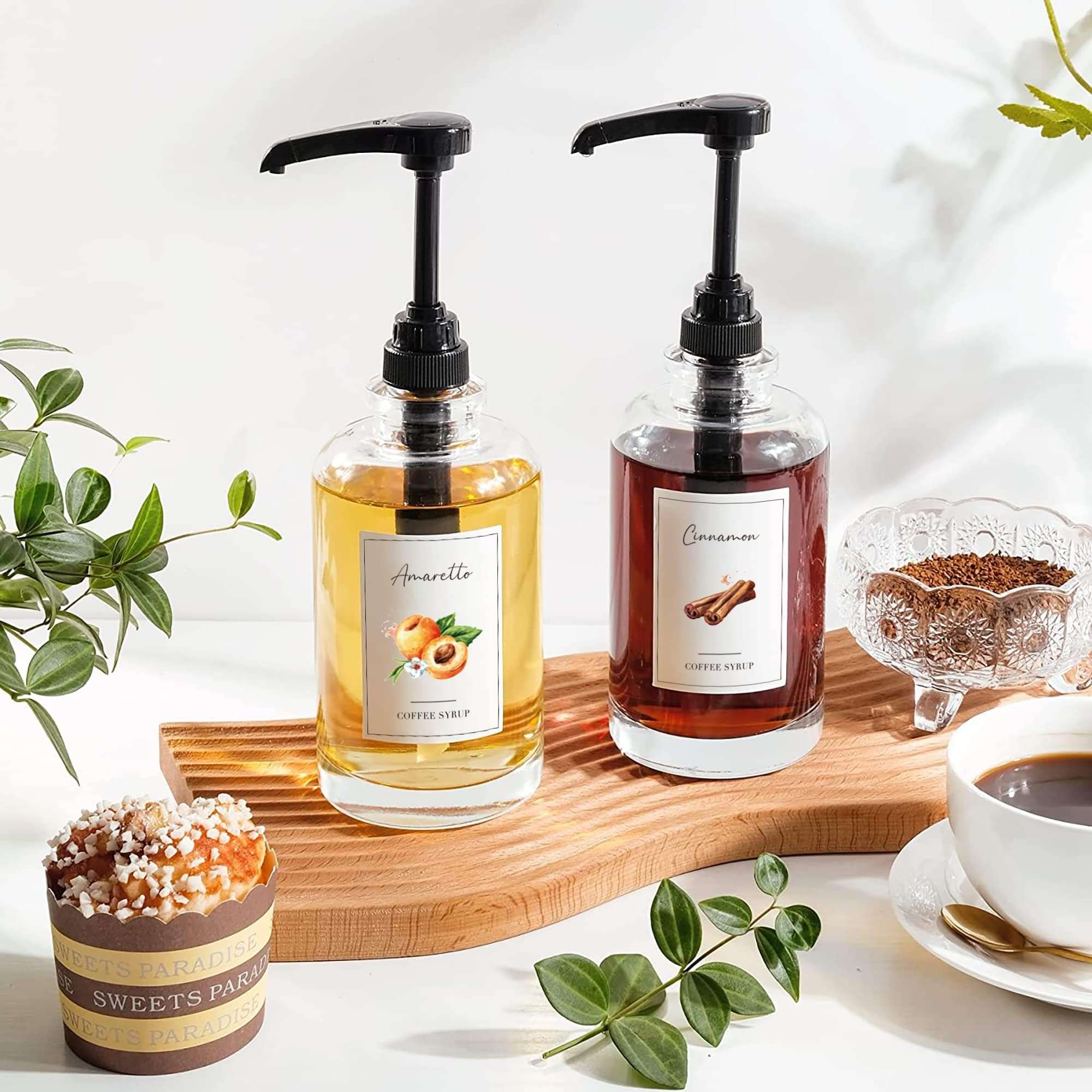 KYONANO 83 Coffee Syrup Labels for Coffee Bar Accessories, Elegant Pattern Décor for Coffee Station, Waterproof Coffee Labels for Coffee Syrup Dispenser & Bottle Organization 5