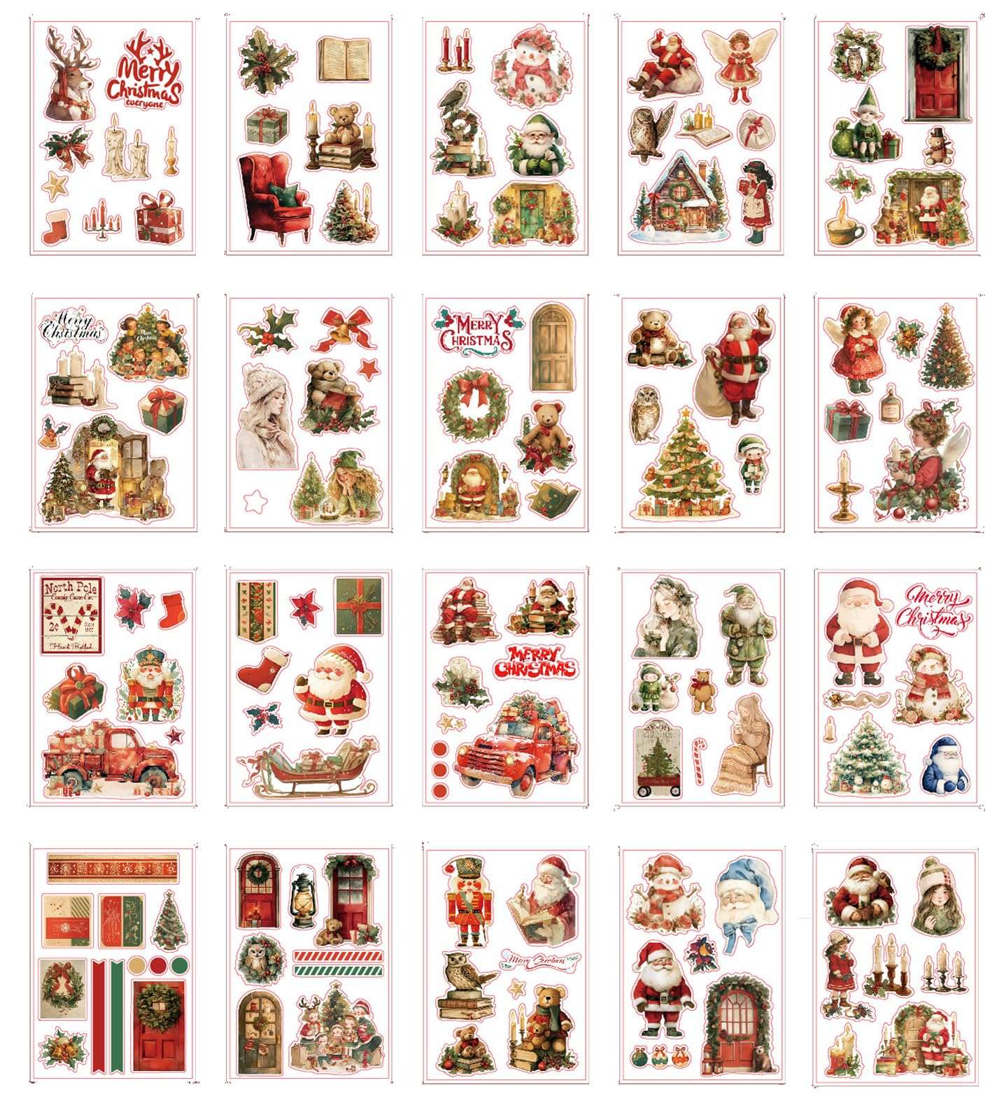 Lora Rossie Pre-Cut Vintage Aesthetic Journaling Stickers, Dual Material, Women People Scrapbook Stickers for Junk Journals, Scrapbooking (Christmas) 3