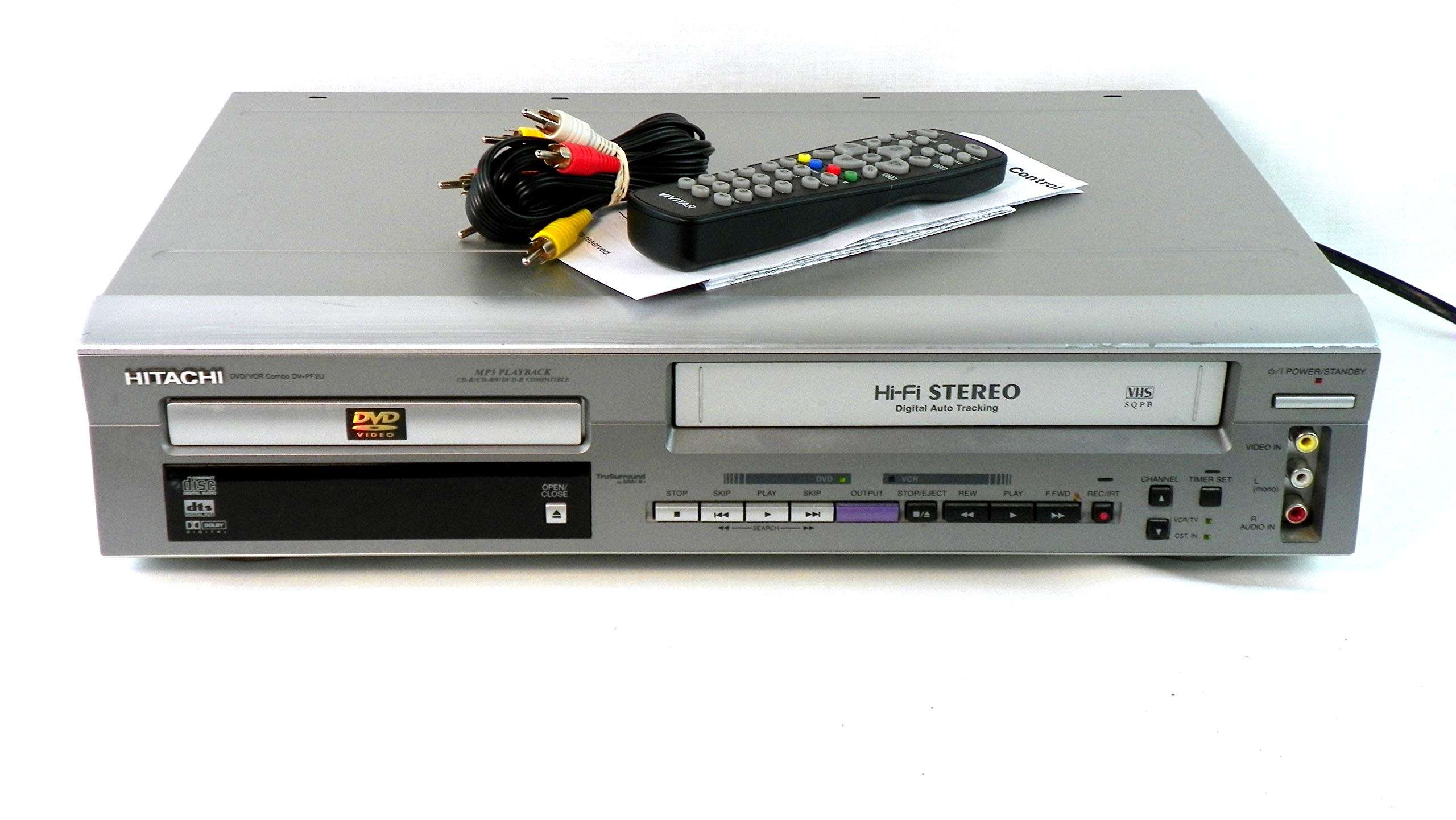 Hitachi DV-PF2U DVD/VCR Combo DVD Player Video Cassette Recorder Player VCR w/ Hi Fi Stereo & Mp3 Playback