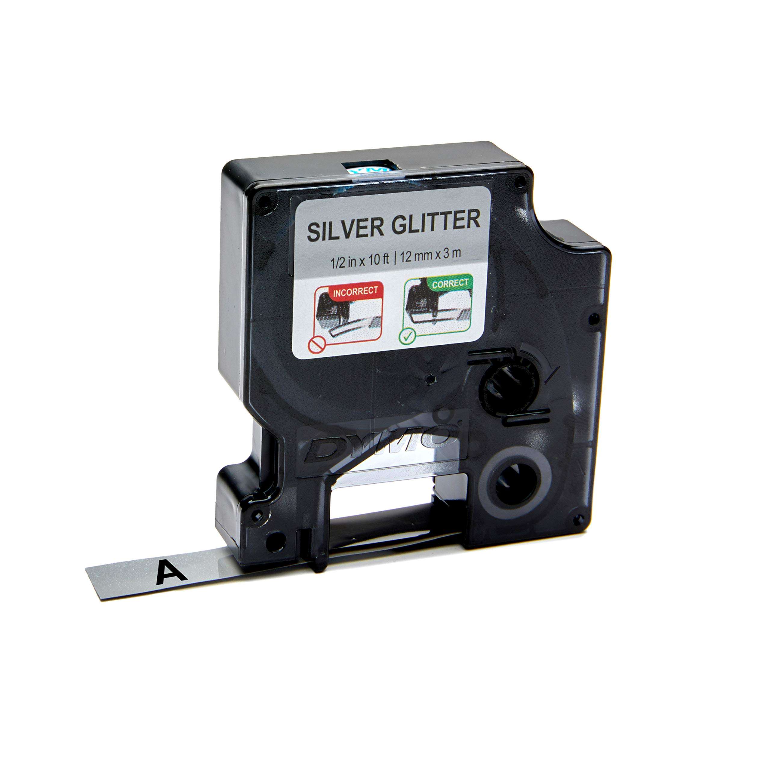 DYMO COLORPOP Authentic Label Maker Tape, 1/2" W x 10' L, Black Print on Silver Glitter, D1 Standard 2