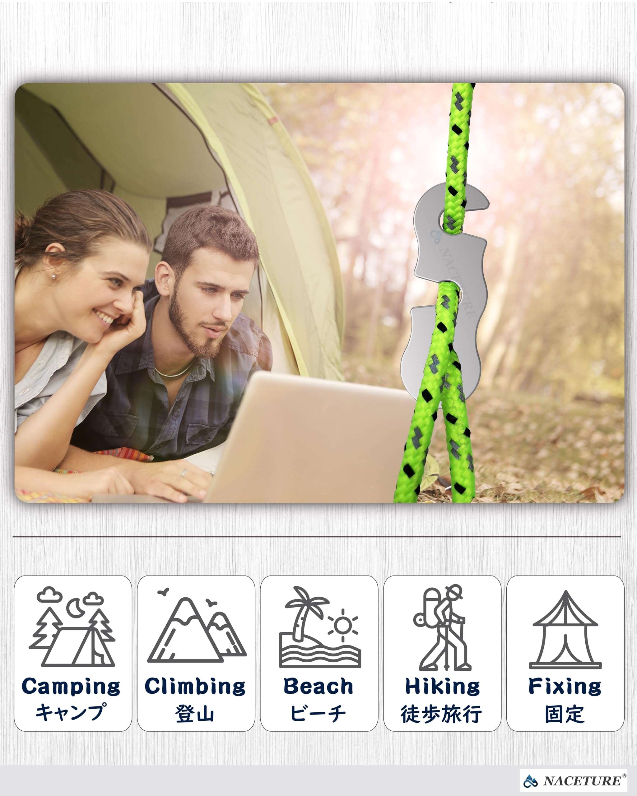 Rope Tensioner Aluminum Alloy Camping Tent Guyline Cord Adjuster Camping of Gear for Camping, Hiking, Backpacking Ultralight Tent Stakes Guy Lines (Sliver, 10 Pack) 6